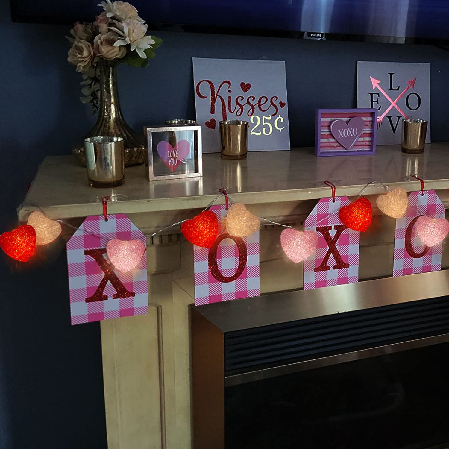 Valentine's Day LED Heart String Lights - 9.8 Ft 20 LED Battery Operated Fairy Lights in Red & Pink for Indoor Outdoor Decor - Perfect for Mantel, Table, Tree, Wedding, Party & Romantic Home Decoration