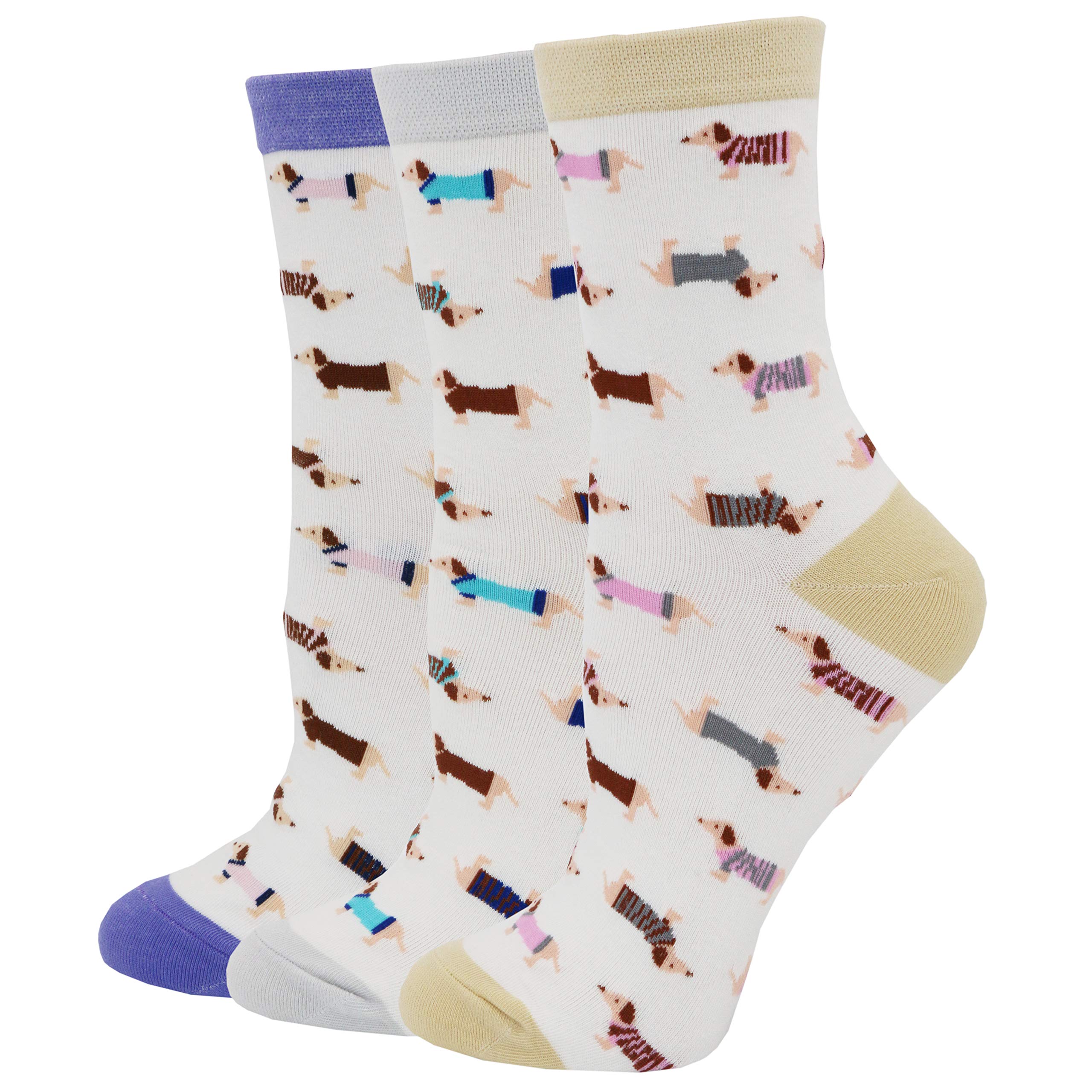 Pomlia Women's Dachshund Dog Socks - Casual Crew Socks for Pet Lovers