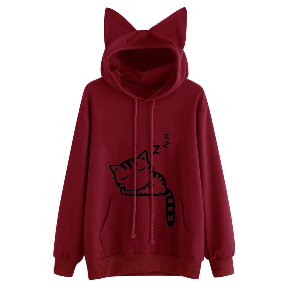 Women's SFE Sleeping Cat Hoodie Pullover - Cozy Winter Warm Sweatshirt for Women | Clearance Sale | Perfect for Casual Wear, Lounging & Outdoor Activities