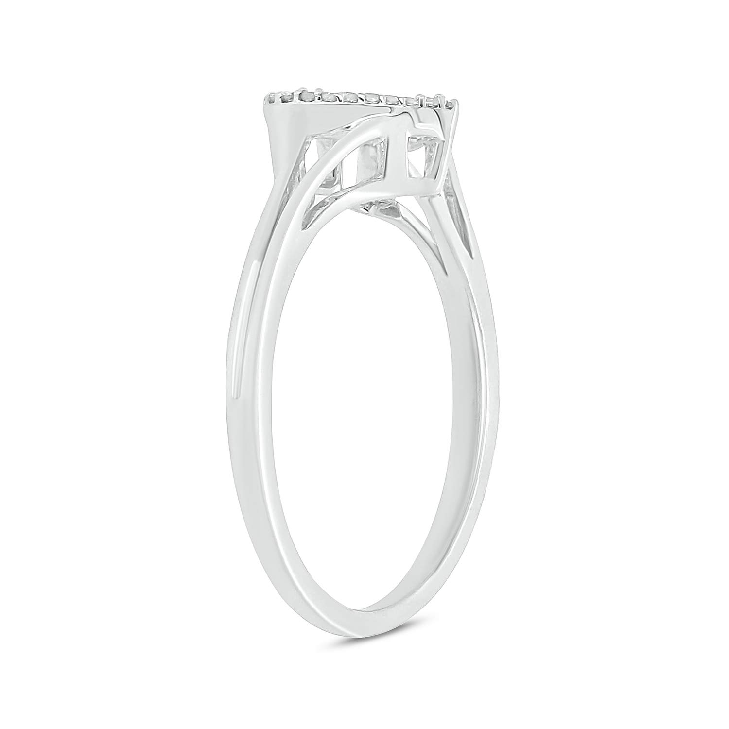 1/20cttw Diamond Heart with Cross Promise Ring for Women - 925 Sterling Silver Engagement Ring with Heart Shape & White Diamonds - Perfect for Valentine's Day, Anniversary & Romantic Gifts