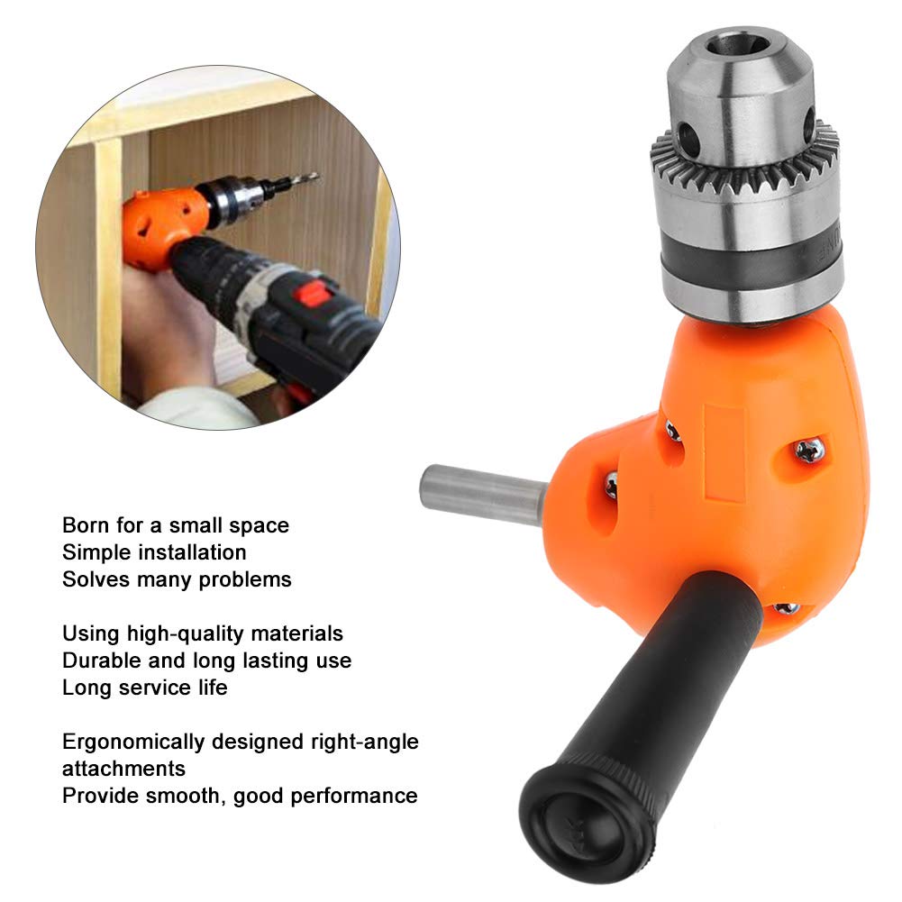 90 Degree Right Angle Drill Chuck - Heavy Duty Compact Drill Attachment for Tight Spaces | Perfect for DIY, Woodworking, and Plumbing Projects