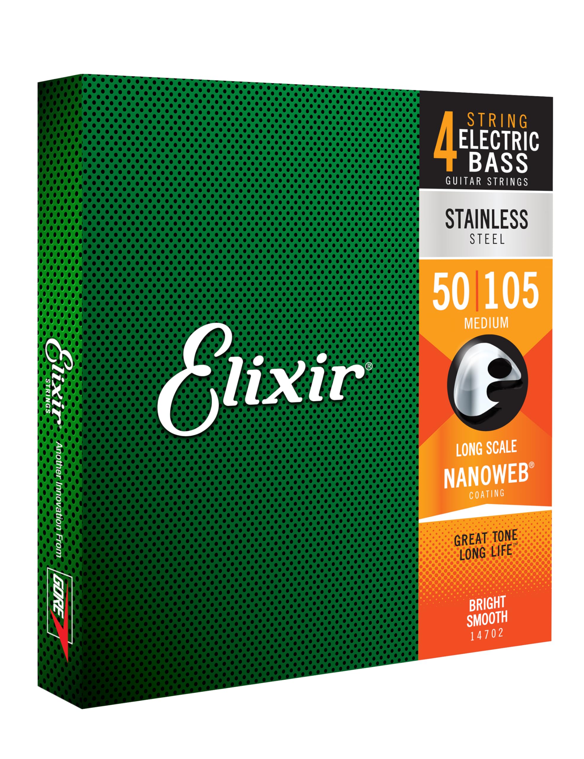 Elixir 14702 Bass Guitar Strings - Premium Coated for Long-Lasting Tone & Durability | Ideal for Rock, Jazz & Studio Recording