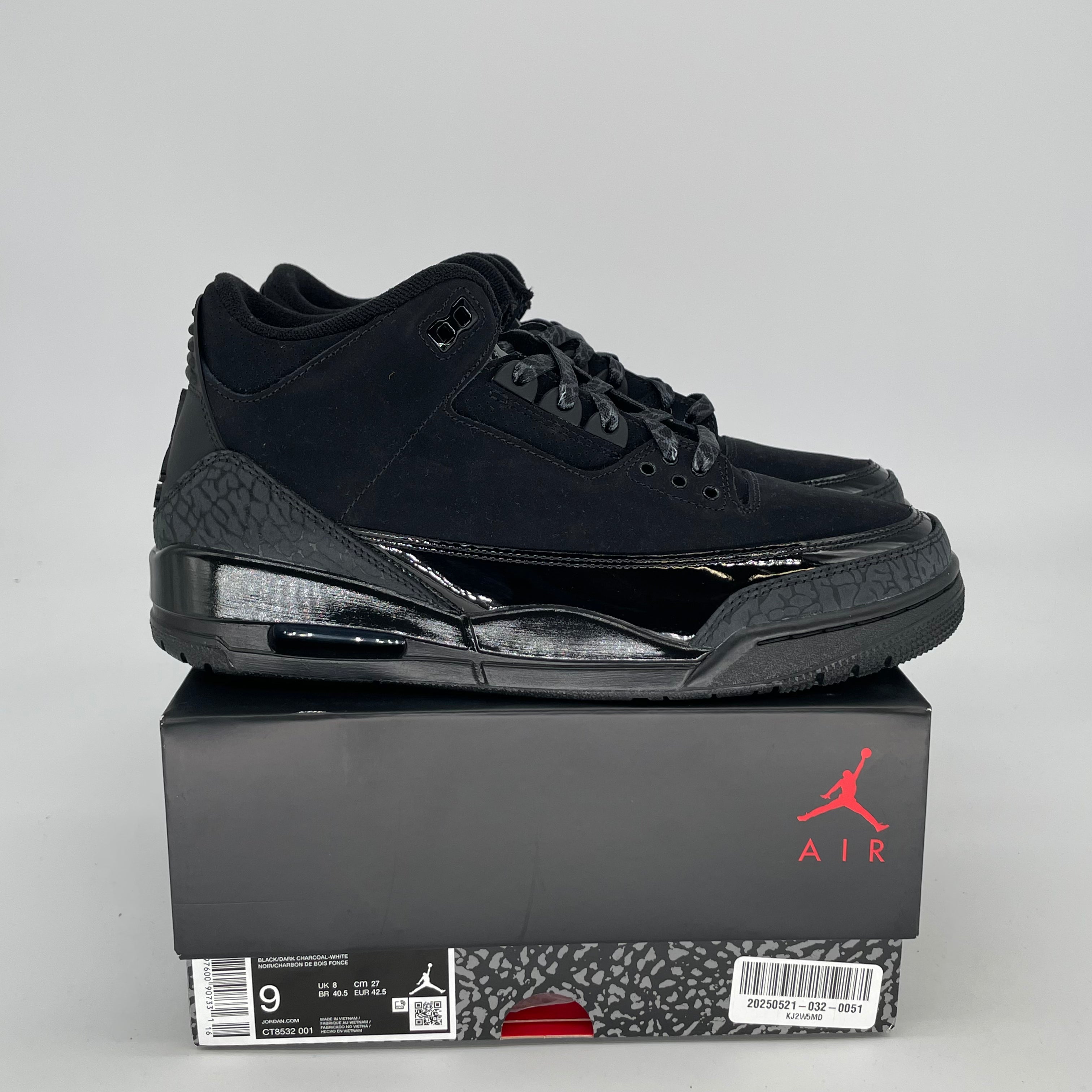 AIR JORDAN 3 BLACK CAT Men's/Women's Basketball Shoes Size 9/10.5W - Style Code CT8532 001 | Perfect for Streetwear, Sneaker Collecting & Basketball Games