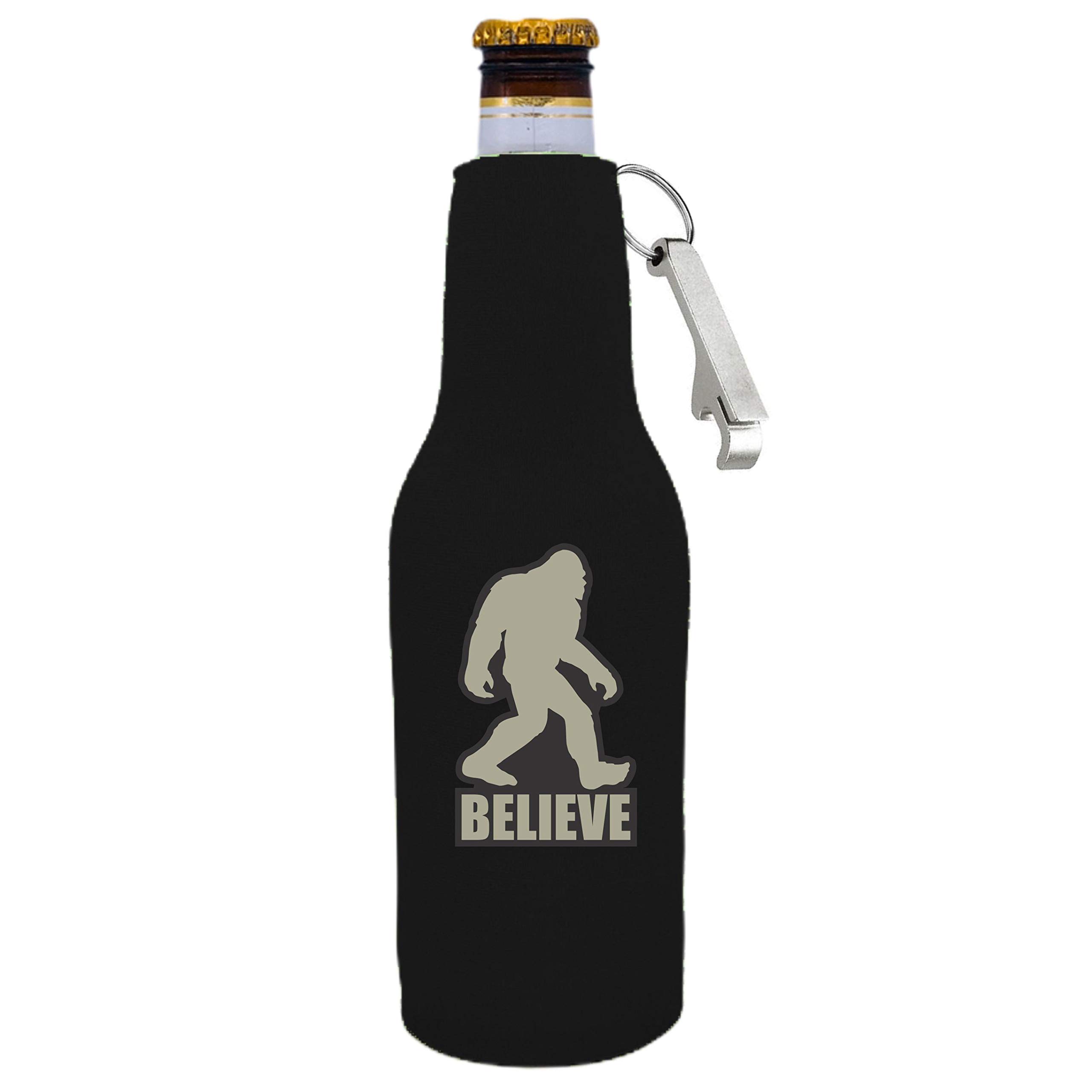 Bigfoot Yeti Beer Bottle Cooler with Built-in Opener - Black Insulated Sleeve for Chilled Drinks | Perfect for Camping, BBQs & Outdoor Parties
