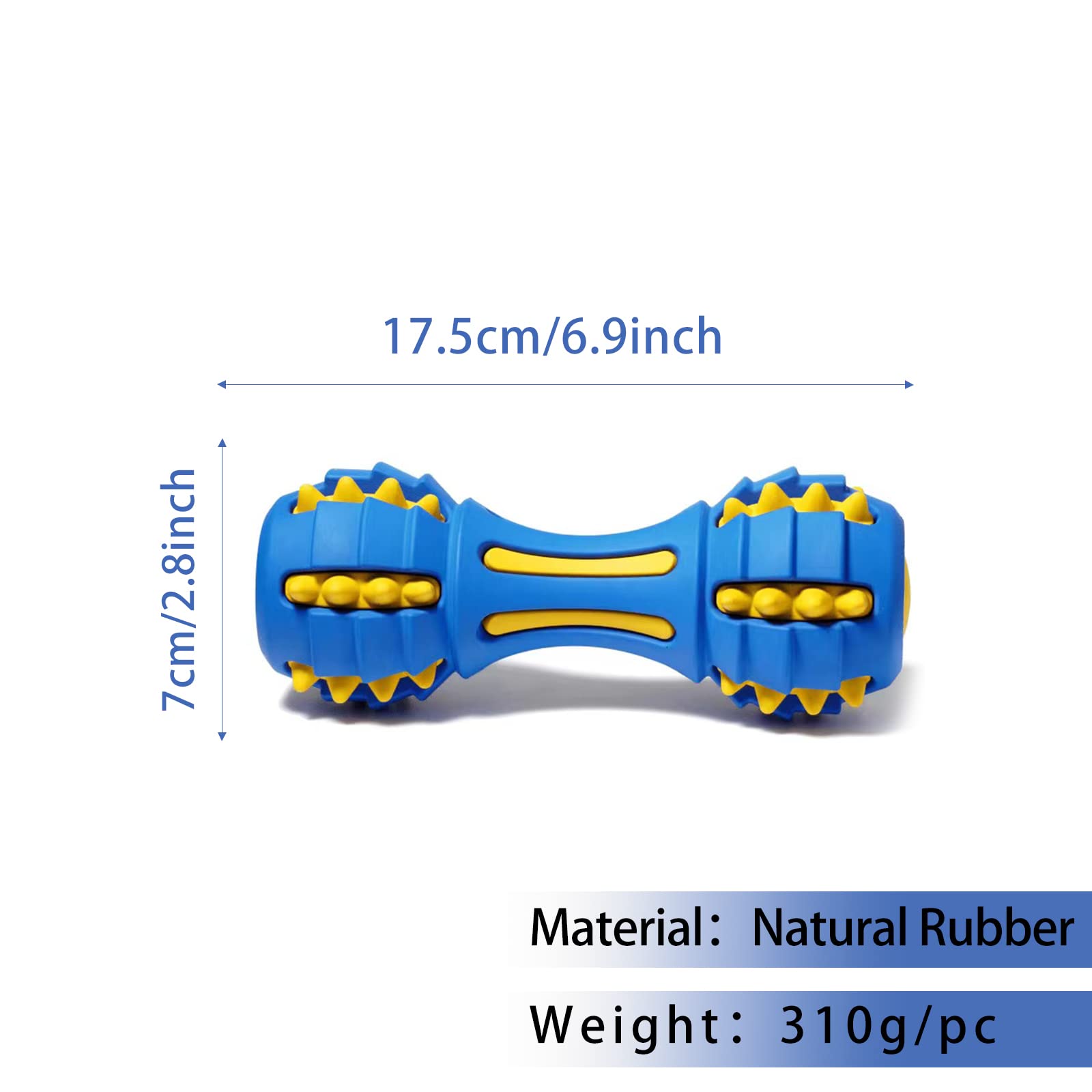 Durable Dog Chew Toys for Aggressive Chewers - Natural Rubber Squeaky Fetch Toys for Medium & Large Dogs - Teeth Cleaning Dumbbell Shape - Perfect for Playtime, Training & Dental Health