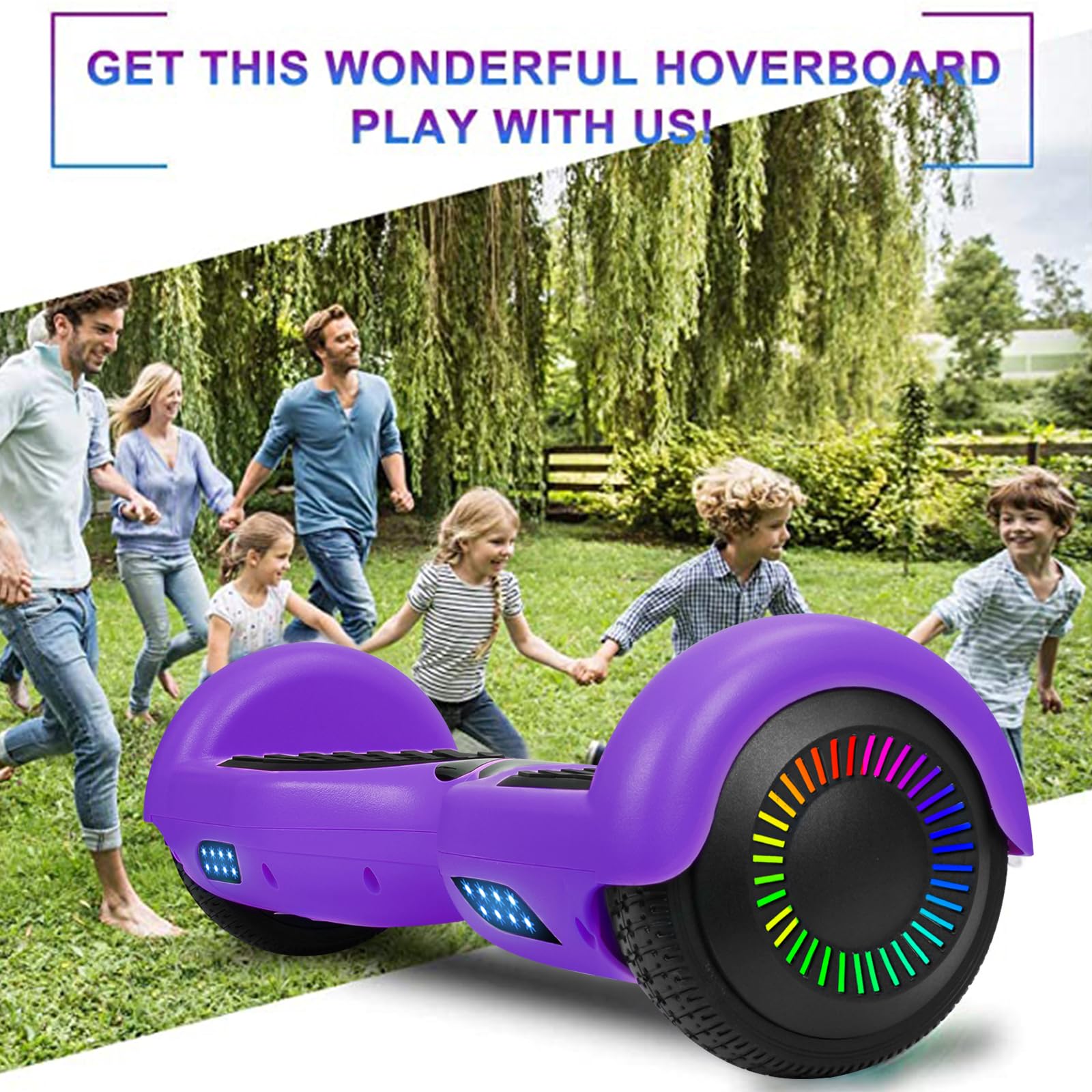 Self-Balancing Hoverboard with Bluetooth & LED Lights - Electric Scooter for Kids Ages 6-12 - Perfect for Outdoor Fun, Commuting & Birthday Gifts