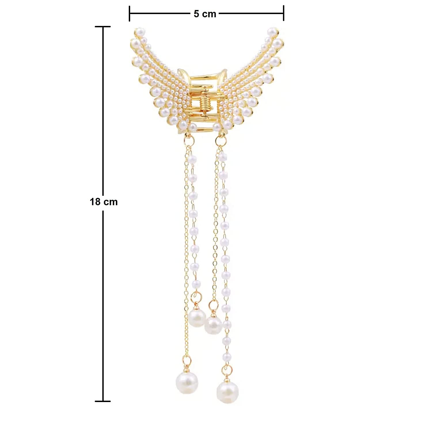 Elegant Pearl & Stone Hair Clips for Women - Wedding Butterfly Claw Clip, Metal Hair Clutcher Accessories for Girls & Women | Perfect for Bridal, Party, and Everyday Hairstyles