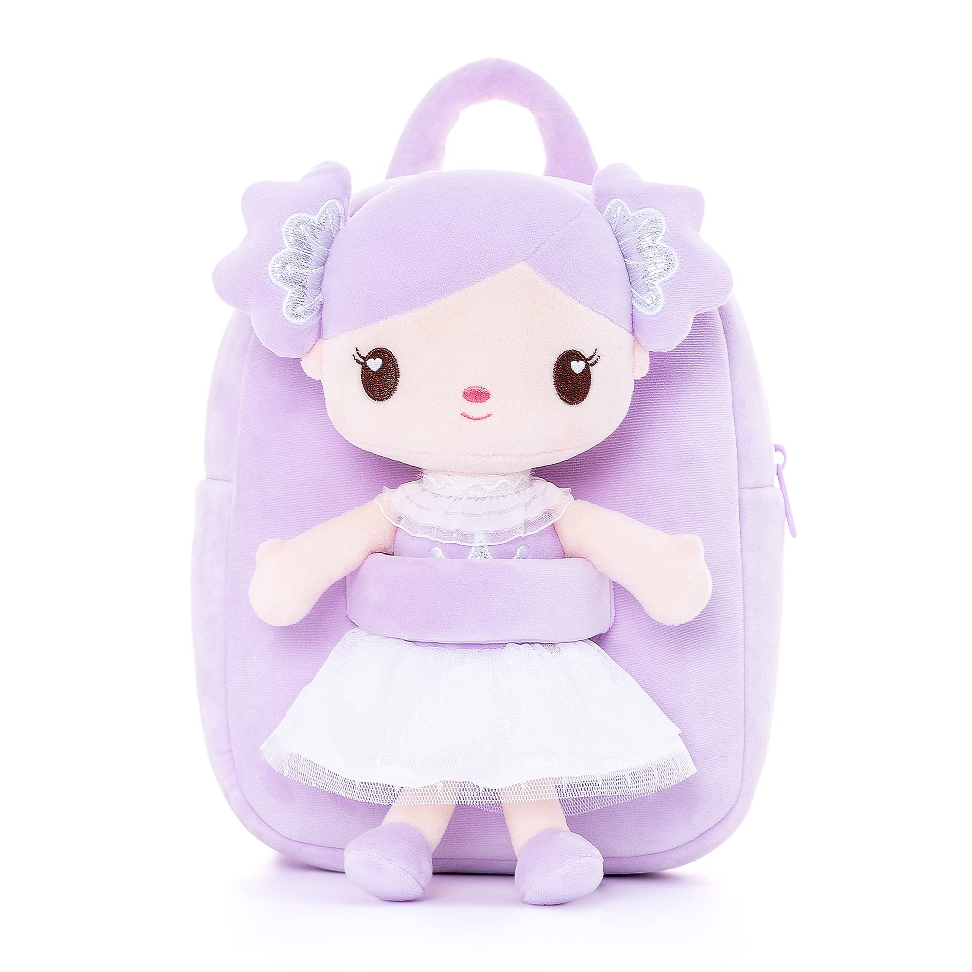 Gloveleya Toddler Backpack for Girls - Cute 9 Inch Kids Backpack with Candy Purple Doll - Perfect for Preschool, Daycare & Travel Accessories