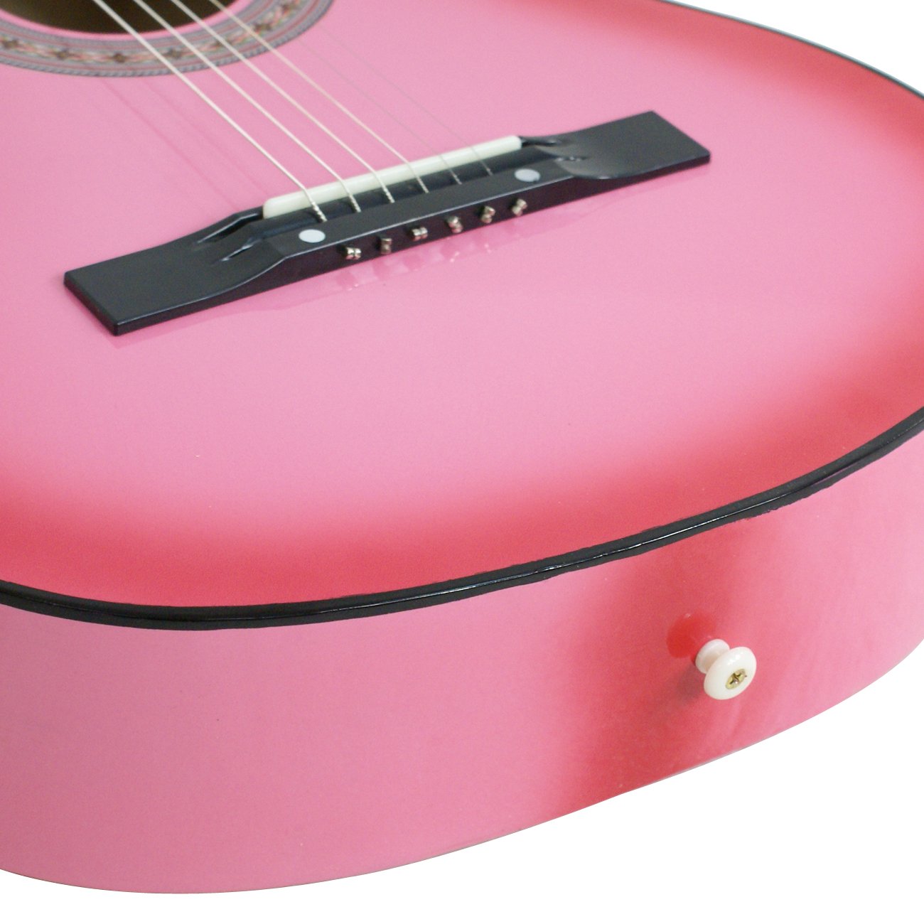 38-inch Kids Beginner Acoustic Guitar - Right-Handed Wood Guitar with Gig Bag, Pitch Pipe, Nylon Strings & Pick - Perfect for Children, Girls, Boys & Beginners (Pink) - Ideal for Music Lessons, Birthday Gifts & Home Practice