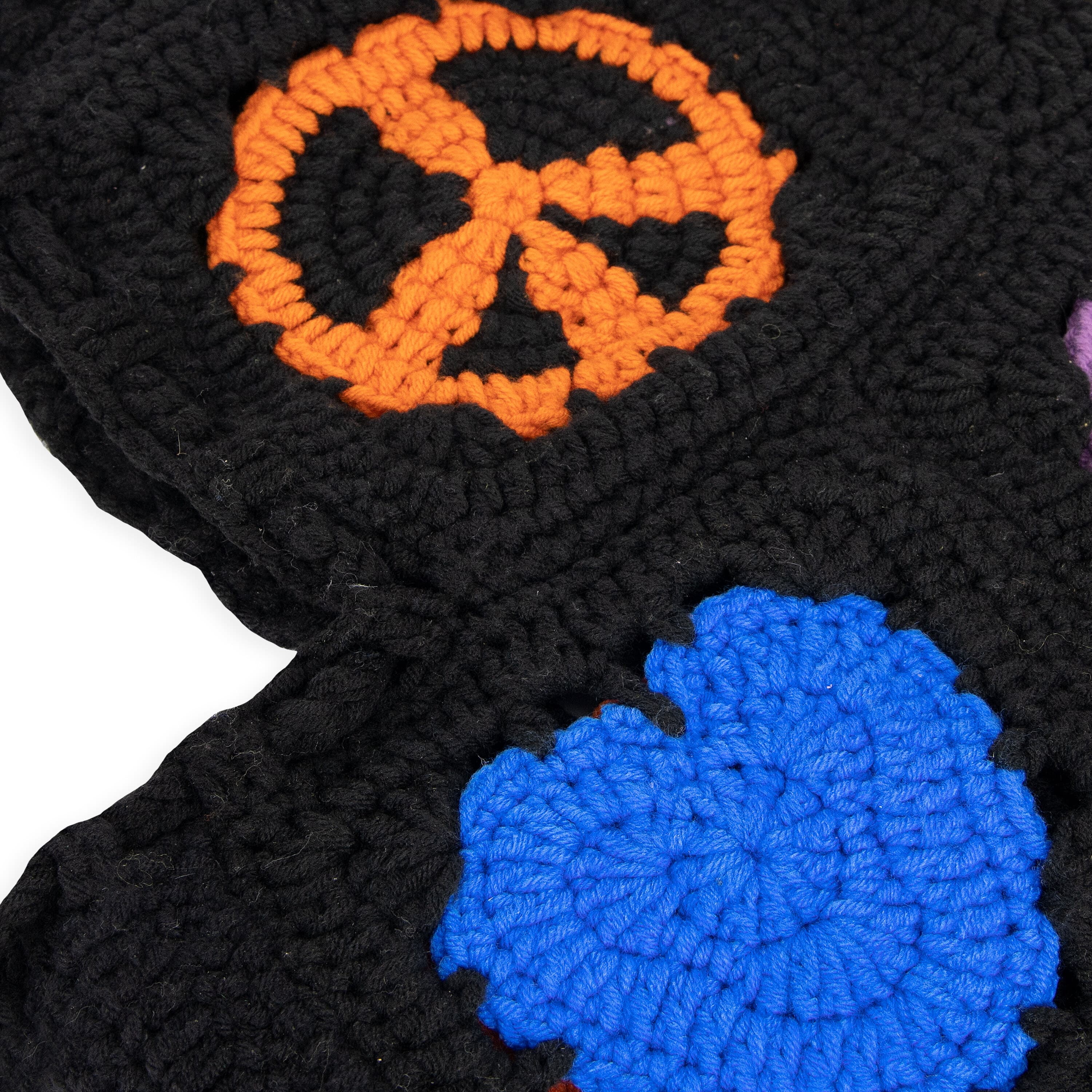 Crochet Black Peace & Love Balaclava and Gloves Set - Warm Winter Accessories for Skiing, Snowboarding, and Outdoor Activities