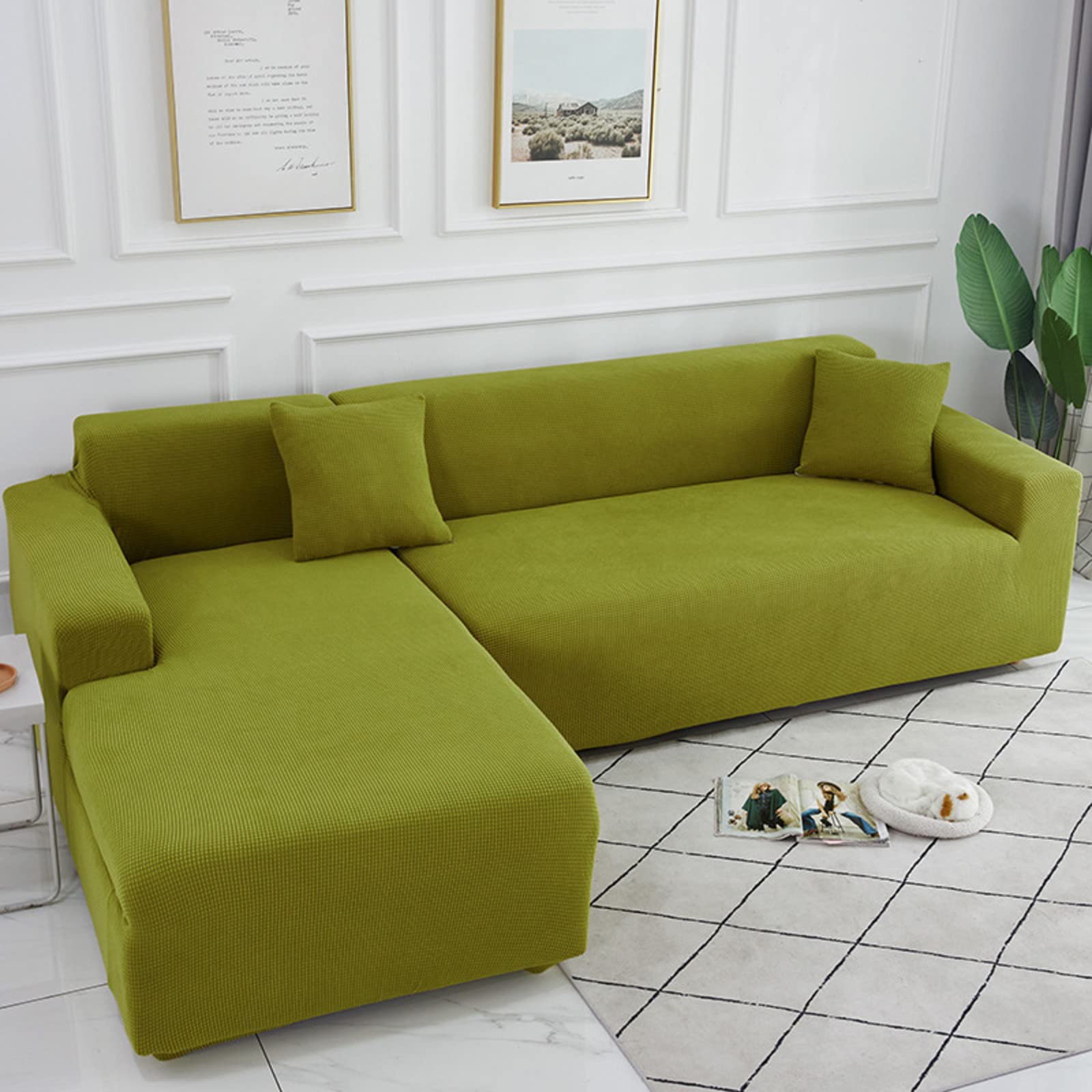 Solid Color Waterproof Non-Slip Sofa Cover Protector - Stretchable Couch Slipcover for Sectional, Loveseat & 1-Seater Chair (35-45 Inches) - Perfect for Living Room, Apartment & Pet-Friendly Homes