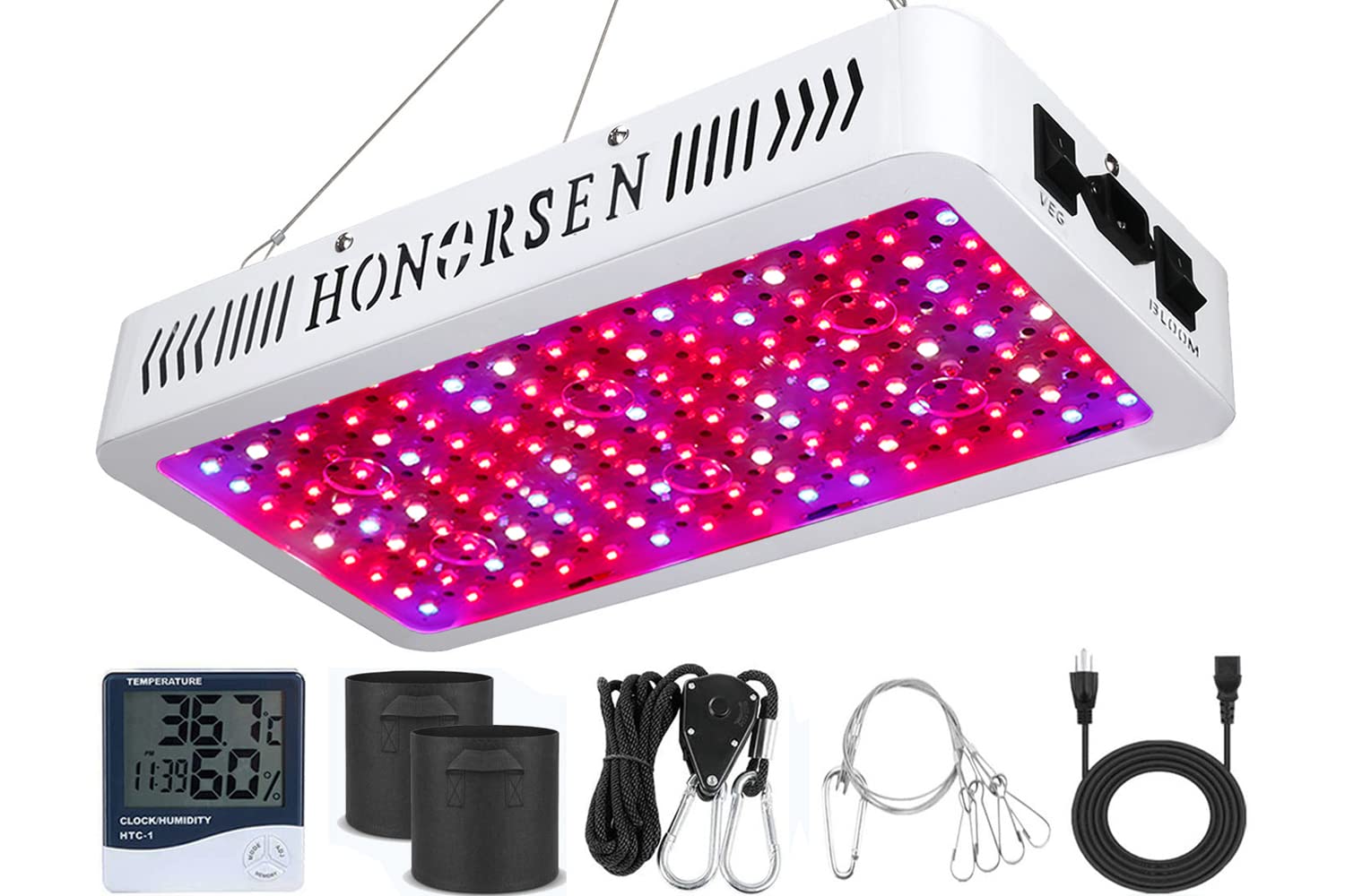 1500W Full Spectrum LED Grow Light for Indoor Plants - Dual Switch Hydroponic Plant Light with 150Pcs 10W LEDs - Ideal for Veg, Flower, Greenhouse & Home Gardening