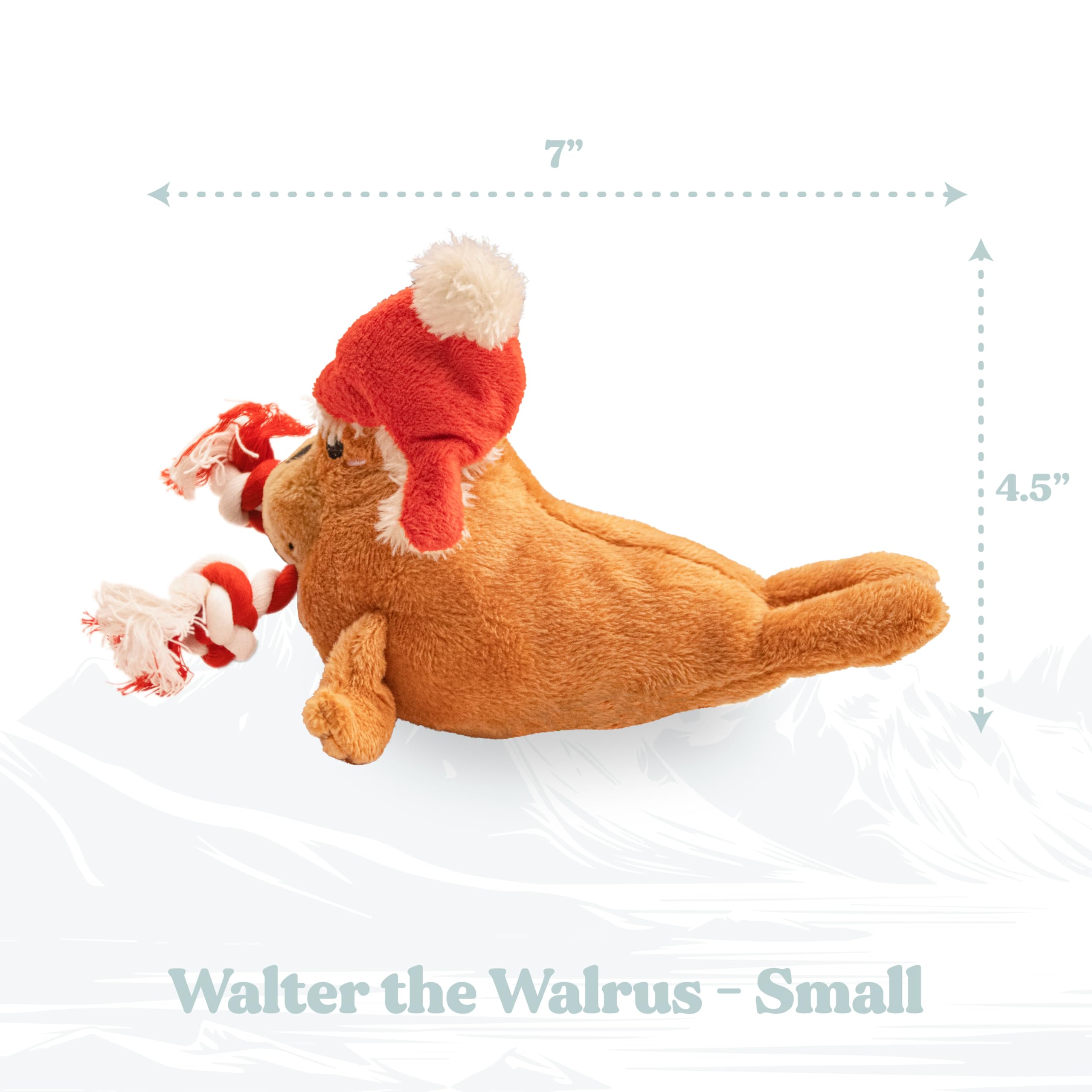 Santa-Themed Dog Chew Toys - Small Plush Walter The Walrus for Puppies | Durable & Eco-Friendly Christmas Pet Gifts | Perfect for Stocking Stuffers, Holiday Playtime & Teething Relief