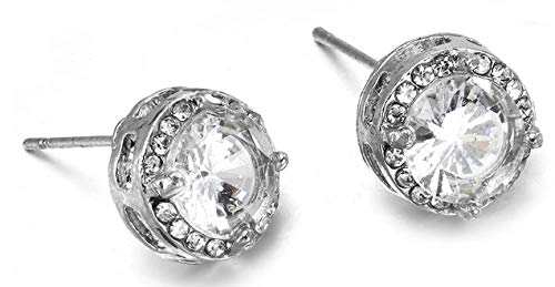Stylish Round CZ Stud Earrings for Women - Halo Setting Cubic Zirconia Statement Jewelry | Minimalist & Elegant Design | Perfect Gift for Her | Great for Parties, Weddings & Everyday Wear