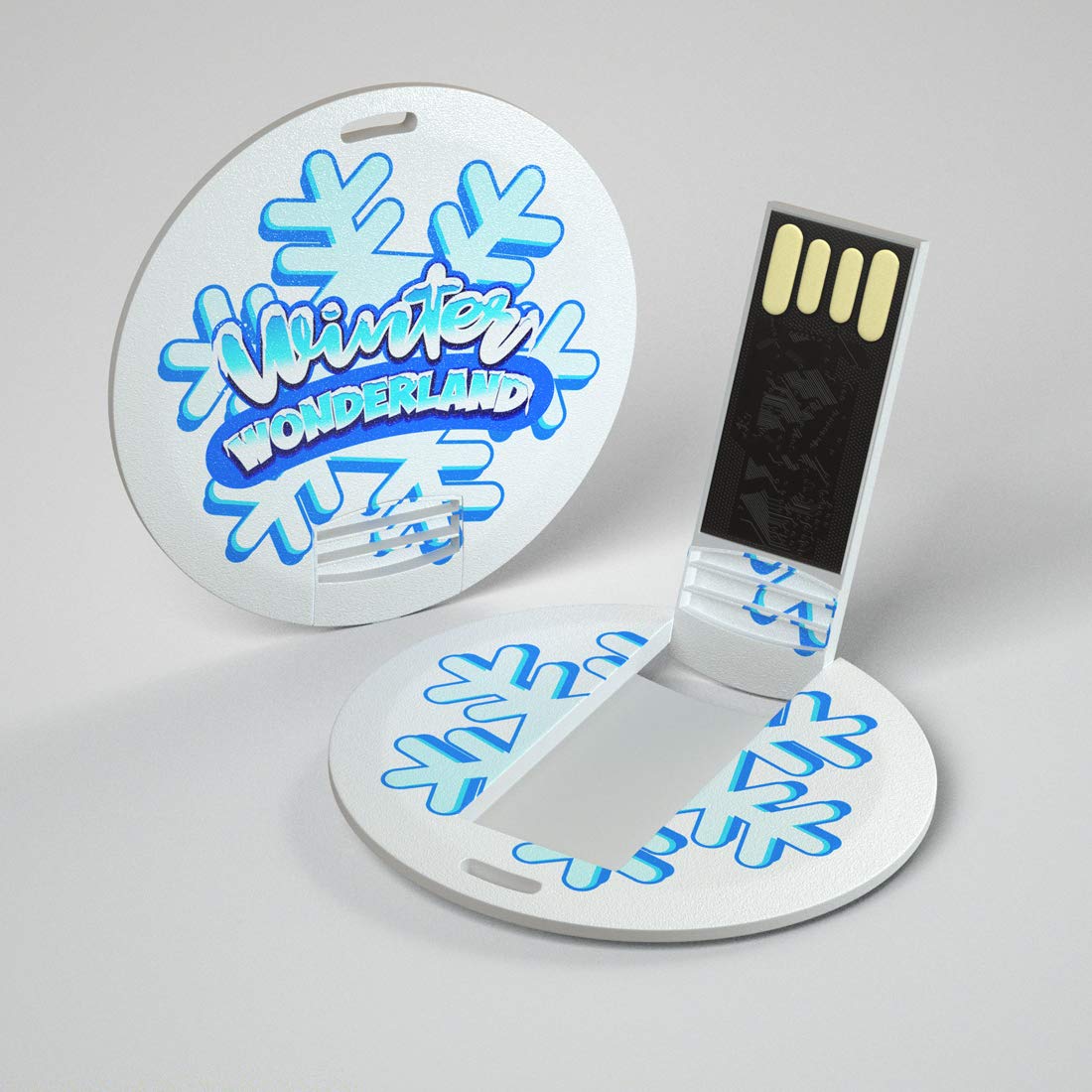 Custom Printed Round Card USB Flash Drives with Your Logo - Bulk Wholesale 128MB 50 Pack - Perfect for Corporate Gifts, Trade Shows & Promotional Events