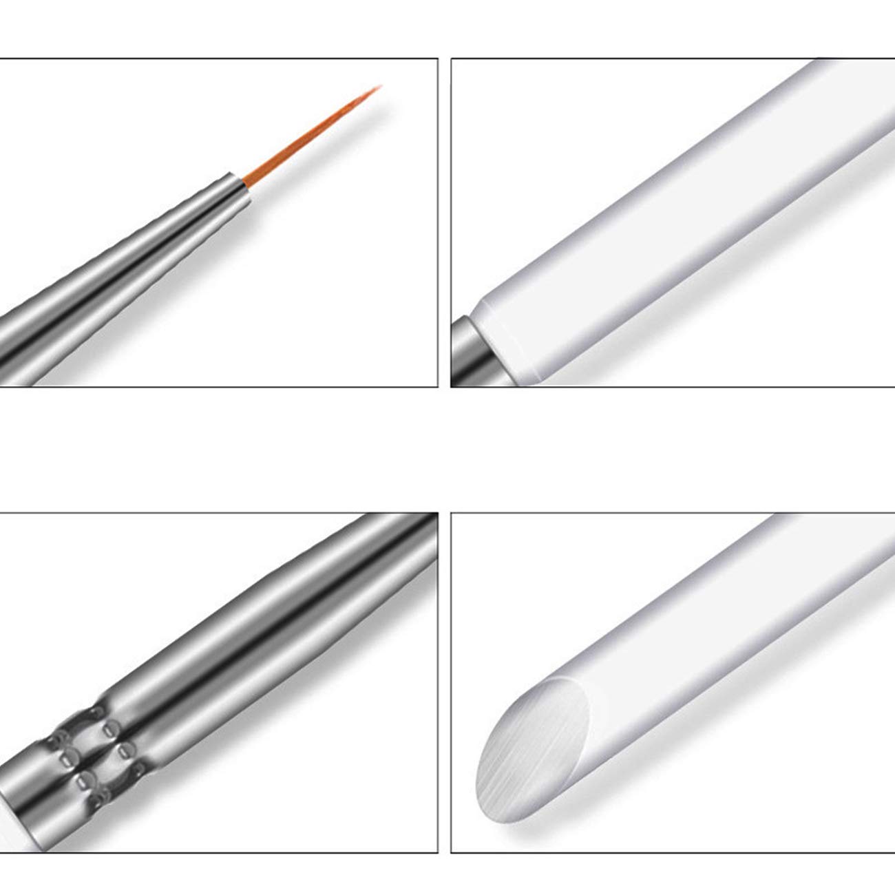 TinaWood 3pcs Professional Nail Art Brush Set - Liner Pens & Striping Brushes for Short Strokes, Details, Blending & Elongated Lines | Perfect for Acrylic, Gel & Nail Art Designs at Home or Salon