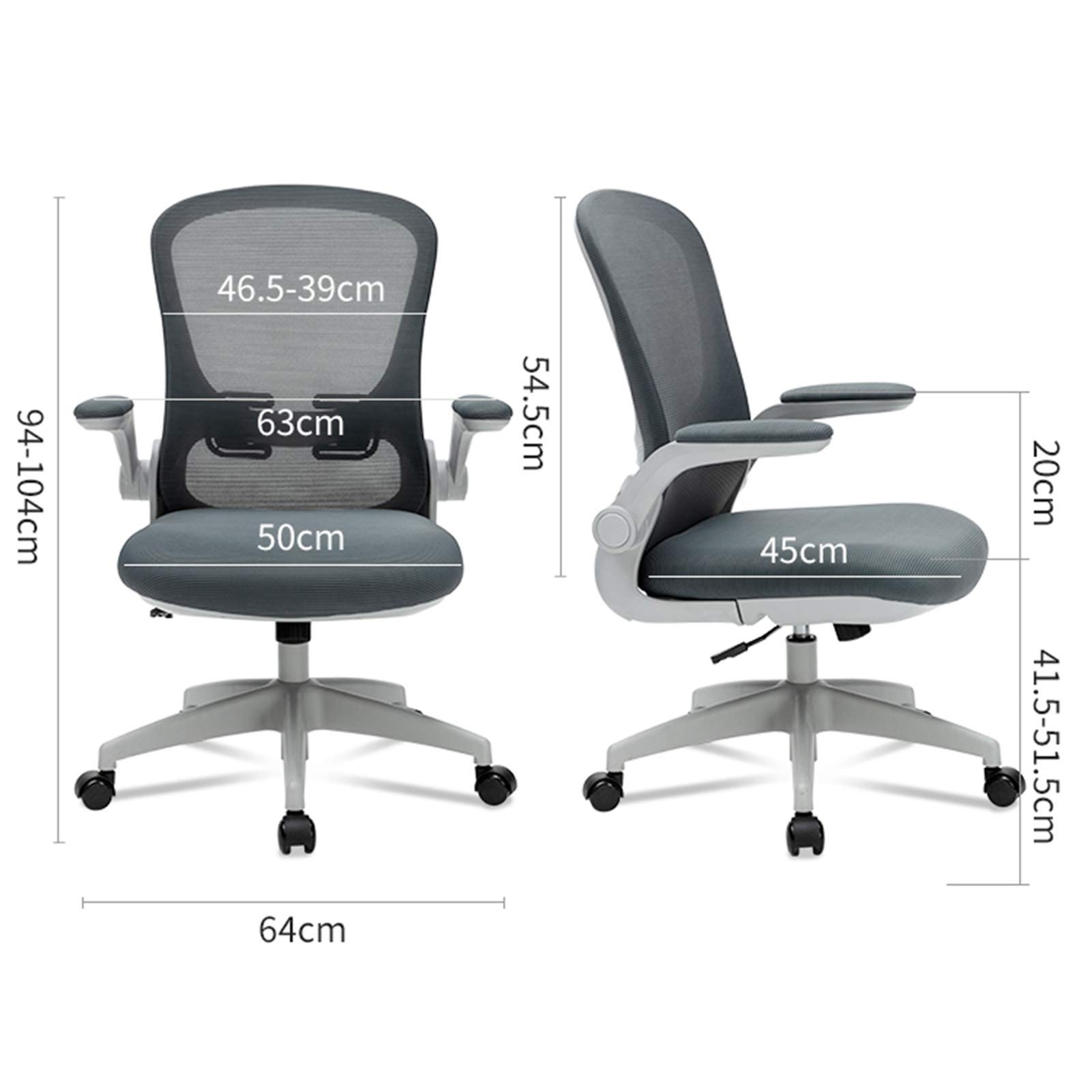 Ergonomic Swivel Office Chair - Adjustable Mid Back Mesh Computer Desk Chair with Armrests & Silent Casters for Home & Workspace | Comfortable Rolling Chair for Long Hours of Work, Gaming & Study