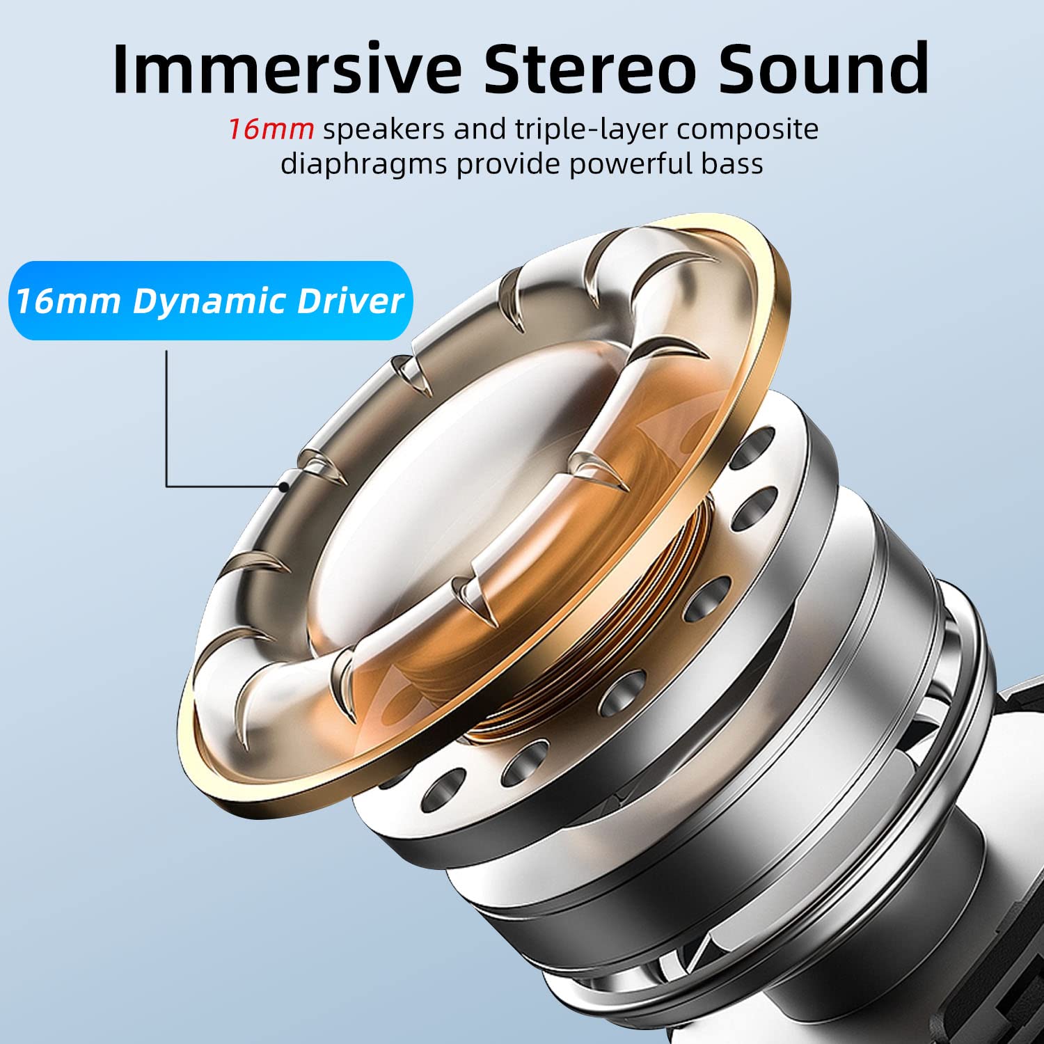 Premium Wireless Bluetooth 5.3 Earbuds with Hi-Fi Stereo Sound | 45H Battery Life | IPX7 Waterproof | 4-Mic ENC Noise Cancellation | Touch Control | USB-C Charging Case | Ideal for Workouts, Running, Gym, Travel, Business Calls, Commuting, Outdoor Activities, Fitness, Sports, Office Work, Remote Work, Exercise, Jogging, Hiking, Cycling & Video Conferencing