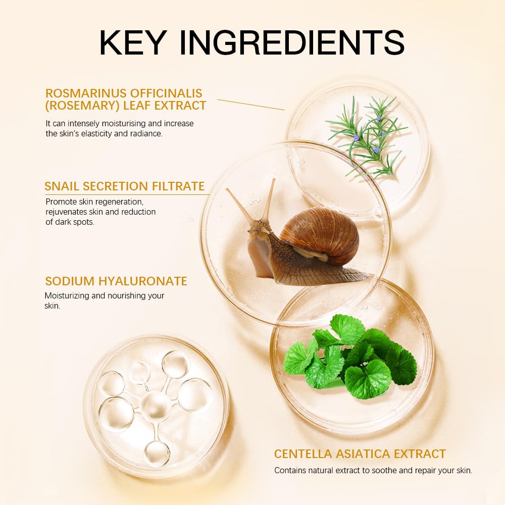 100ML Snail Mucin Serum for Face - Advanced Snail 96 Mucin Power Essence with Hyaluronic Acid | Dark Spot Repair, Hydration & Moisture Boost | Improve Skin Vitality & Elasticity | Perfect for Dry, Sensitive & Aging Skin Care Routine