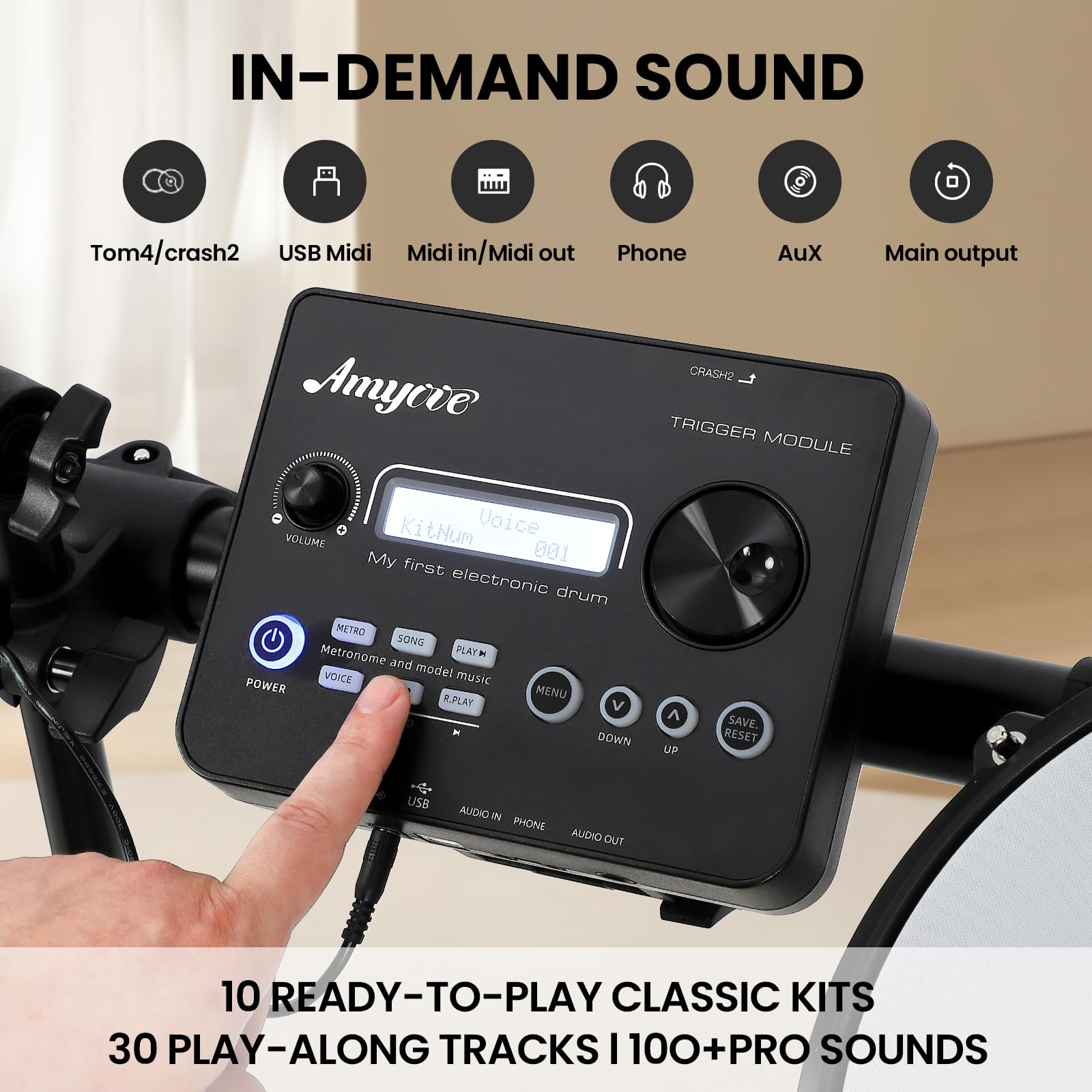 **Best Electric Drum Set for Beginners - 390 Sounds, 30 Songs & 35 Drum Kits | Silent Mesh Kit with Pedals, Drum Throne, Sticks & Headphones | USB MIDI for Home Practice & Studio Recording**