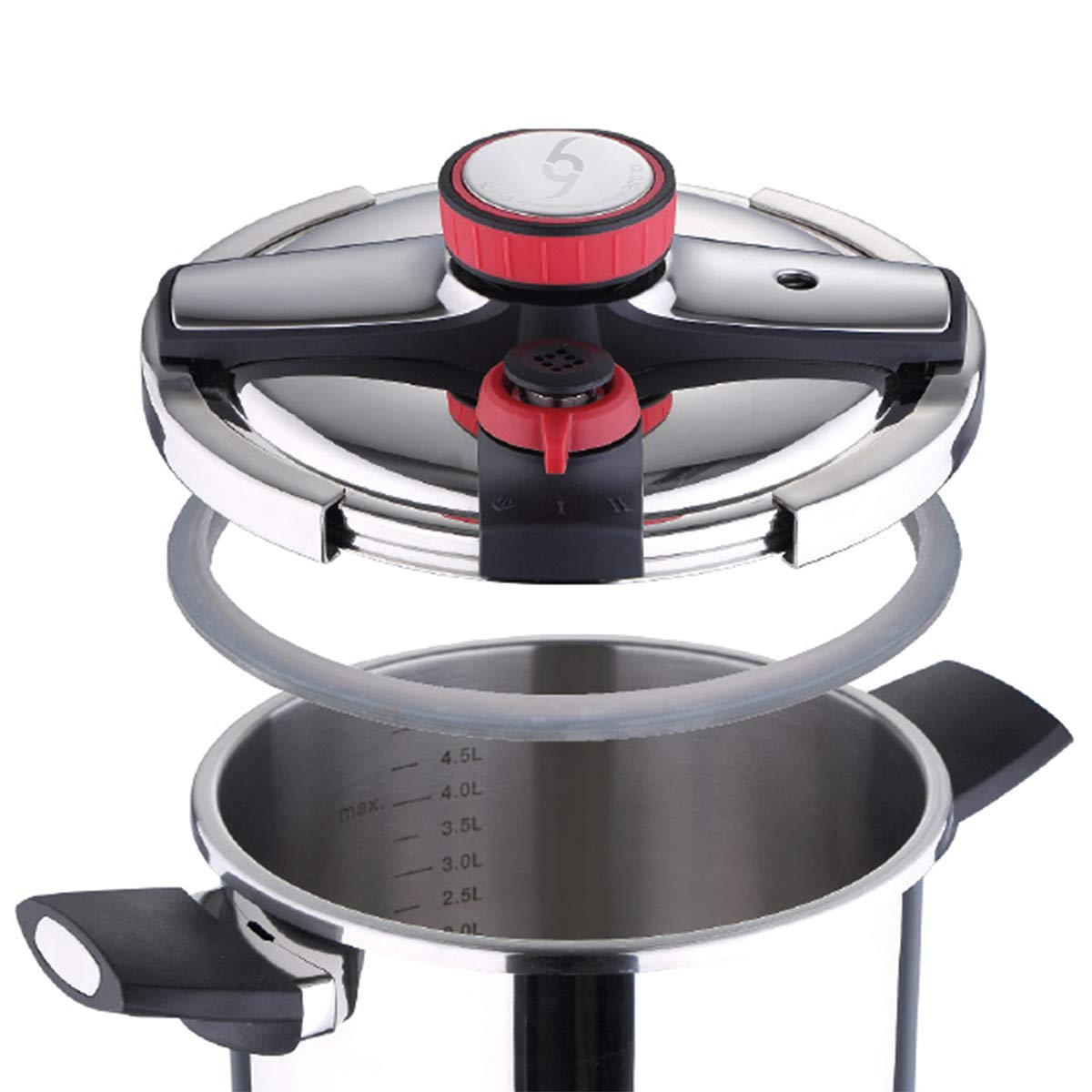 Bogner Stainless Steel Pressure Cooker - 5 Safety Valve System, 4.2 & 6.3 Quart Capacity with Glass Lid & Steamer - Compatible with All Stoves (Gas, Electric, Induction) - Perfect for Fast Cooking, Meal Prep & Healthy Eating