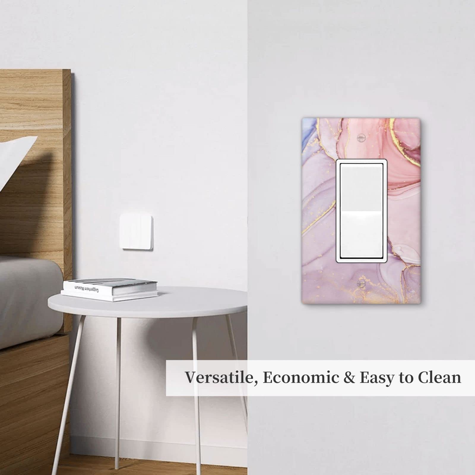 Pink Abstract Marble Single Decorator Wall Plate - Decorative Light Switch Cover 1 Gang Rocker Switch Plate - 4.5