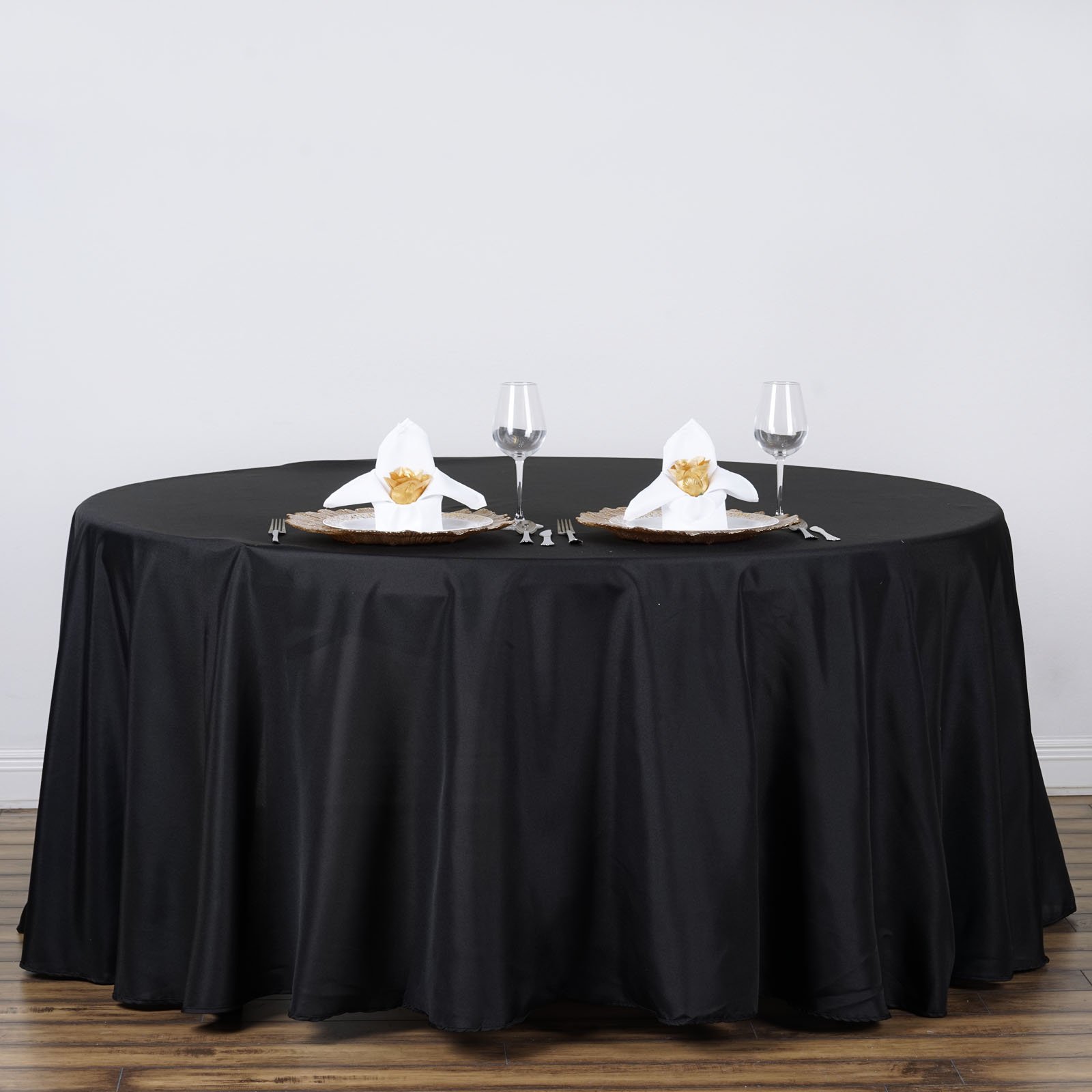 BalsaCircle Halloween Party Tablecloth - 10 Pack 120 Inch Round Black Washable Polyester Table Cover for Dining, Kitchen, Events & Party Decorations - Perfect for Halloween, Thanksgiving, Christmas & Birthday Celebrations