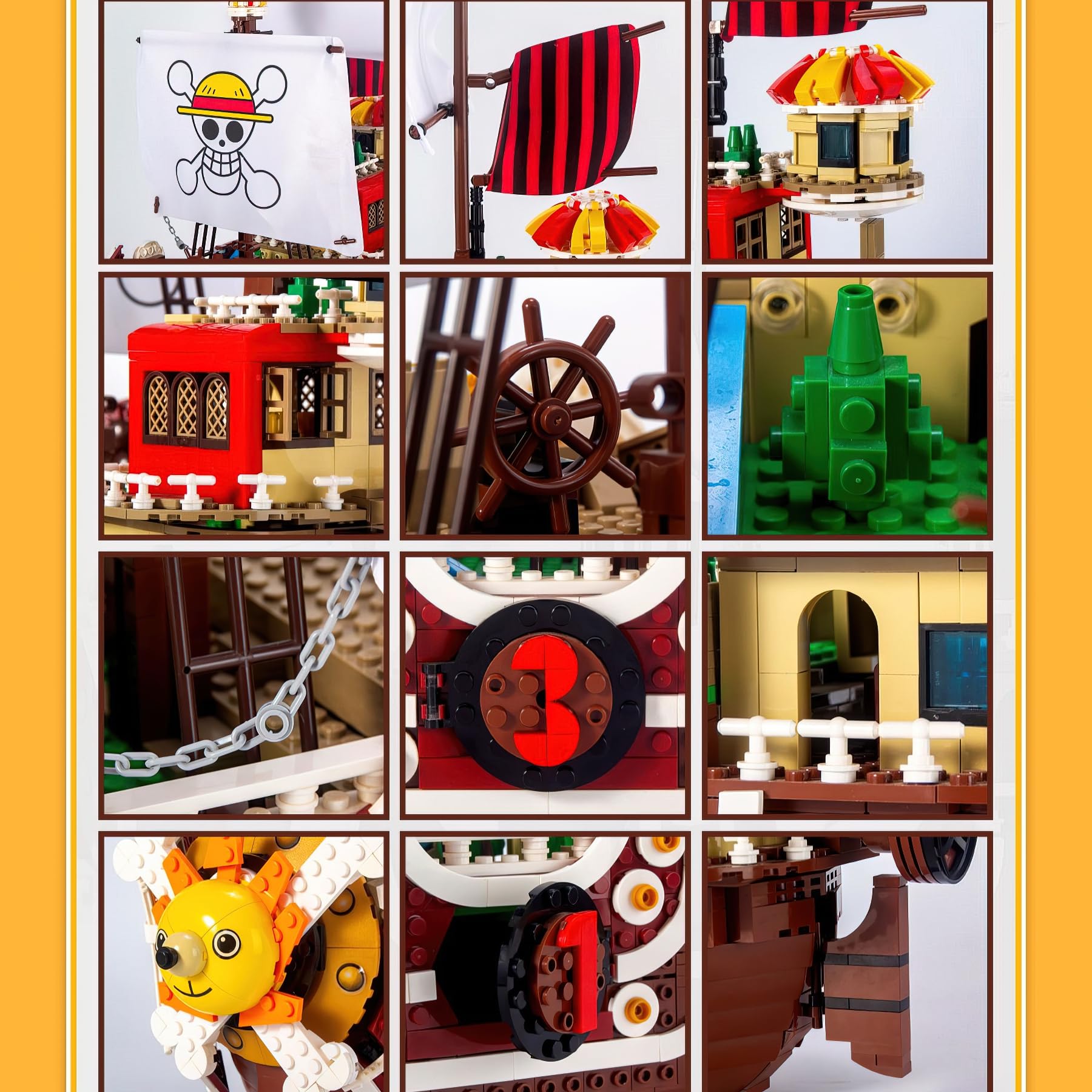 HI-REEKE 1484PCS Anime Pirate Ship Building Blocks Set - Thousand Sunny Brick Boat Battleship Model Toy Kit for Adults & Kids | Perfect for Collectors, Gifts, and Creative Play