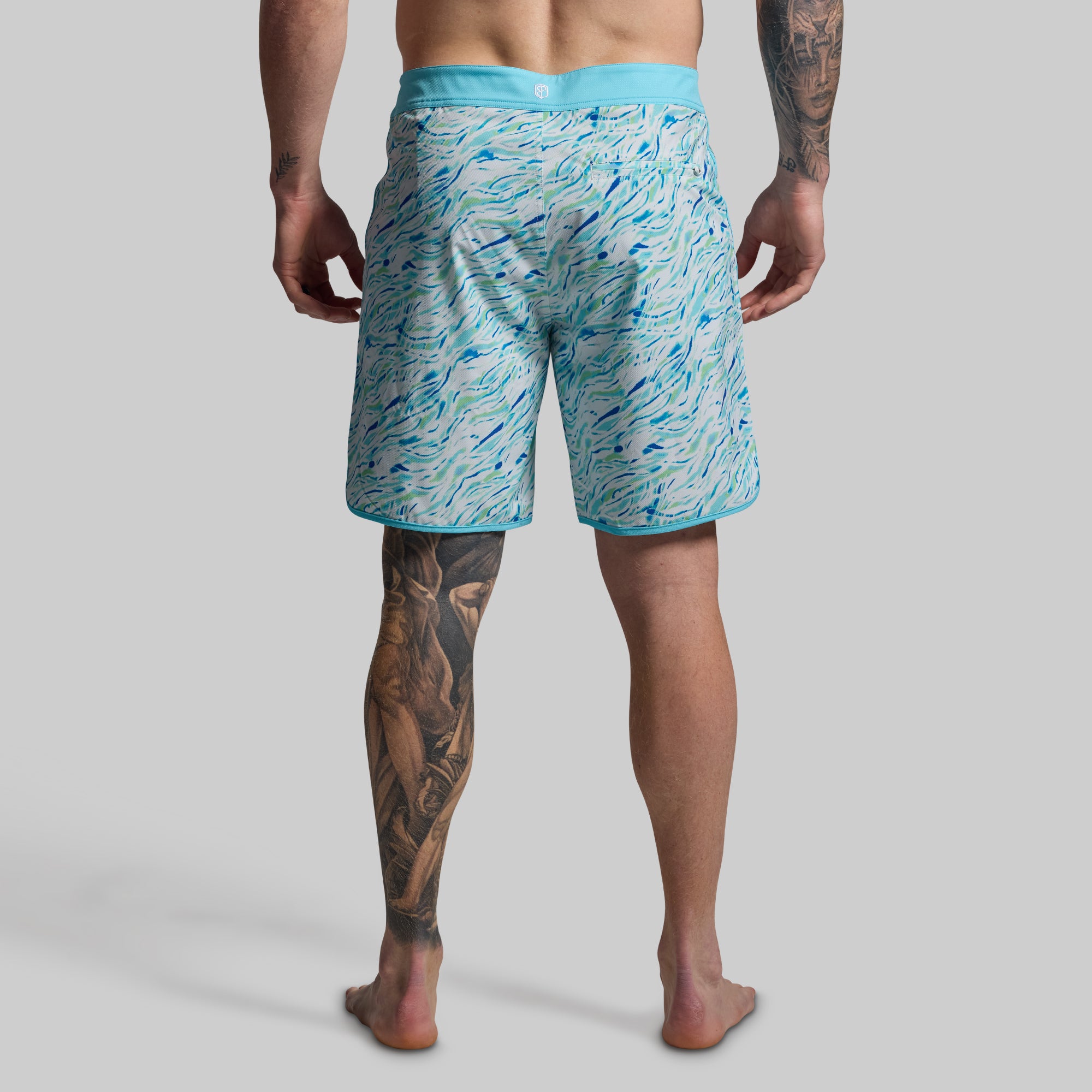 Men's Island Short 8 - Blue Waves Swim Trunks for Beach, Pool & Vacation | Quick-Dry Comfort with UPF Protection