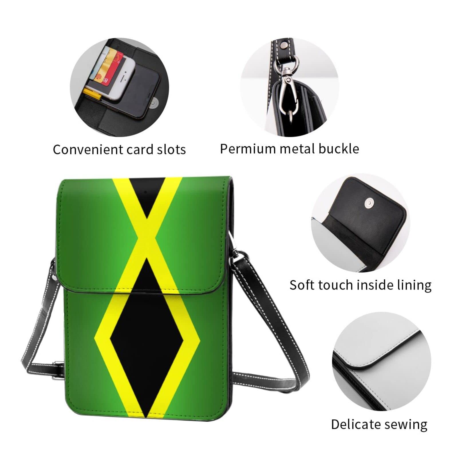 Jamaican Flag Crossbody Phone Bag for Women - Lightweight Mini Purse with Adjustable Shoulder Strap, Wallet & Passport Holder | Perfect for Travel, Concerts, and Everyday Use