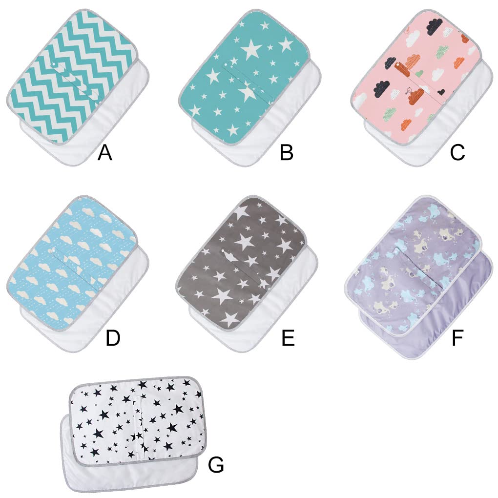 **IOIUSKKU Waterproof Baby Travel Pad - Foldable Washable Changing Mat for Infants & Toddlers, Reusable Cartoon Cotton Bed Pad, Game Floor Mats - Black Star Design (Perfect for Diaper Changes, Travel, Playtime & Nursery)**