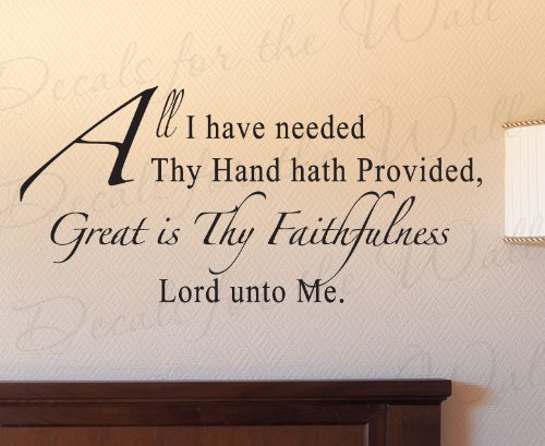 Inspirational Bible Quote Wall Decal - 'All I Have Needed Thy Hand Hath Provided' - Large Vinyl Lettering Sticker for Home & Office Decor - Perfect for Living Room, Bedroom, Church or Gift
