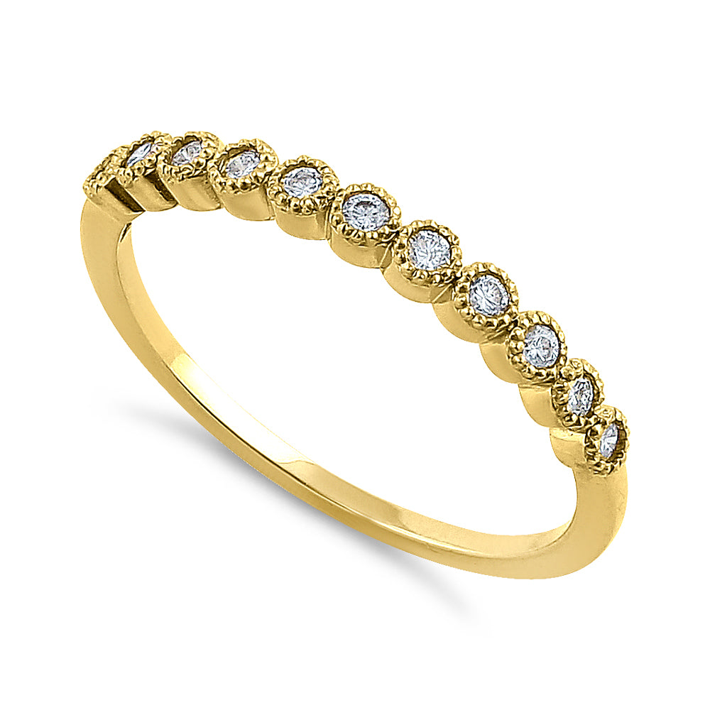 14K Yellow Gold Classic Row Diamond Ring for Women - Elegant Stackable Wedding Band, Anniversary Gift, Everyday Jewelry - Perfect for Engagements, Parties & Special Occasions