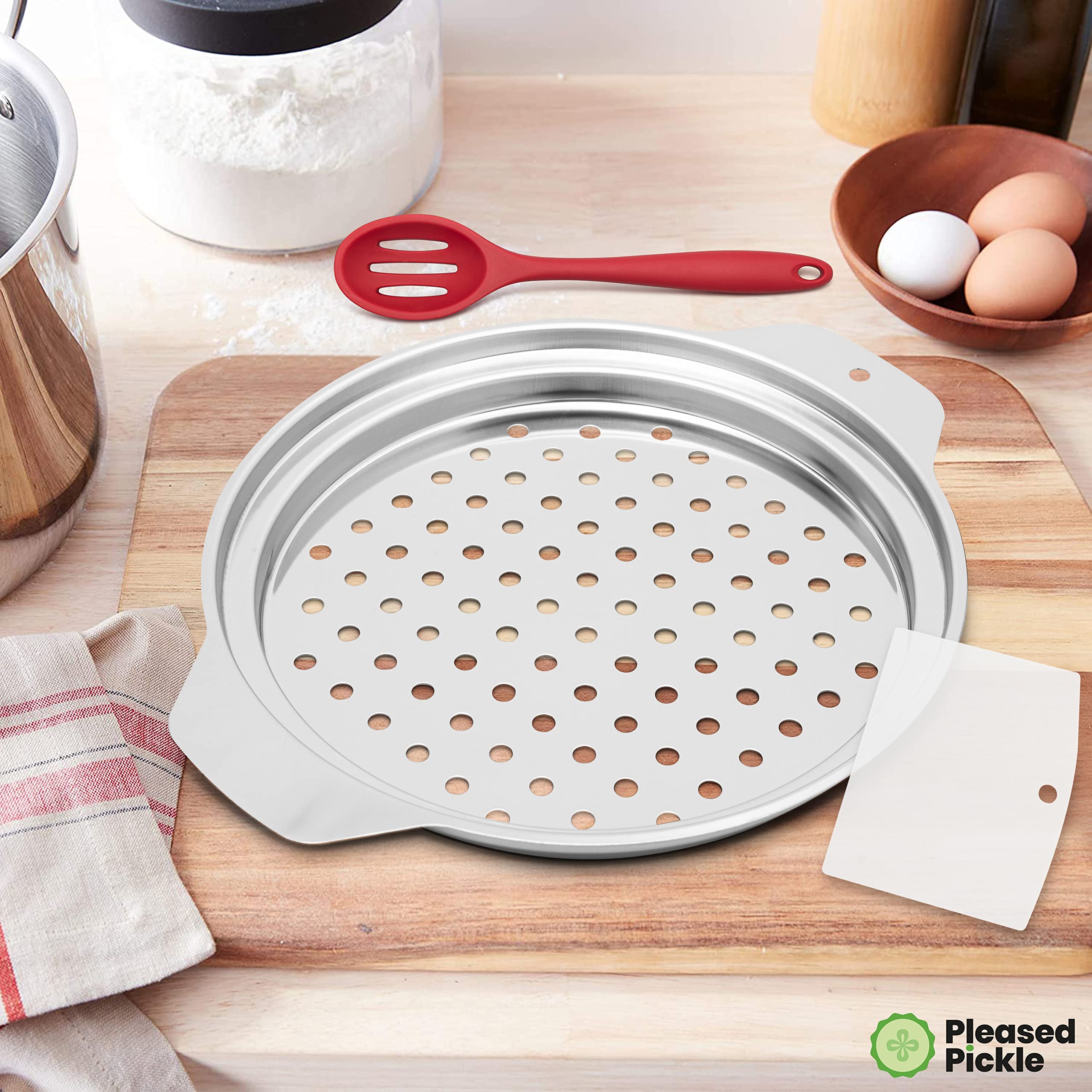 Premium Stainless Steel Spaetzle Maker with Lid & Scraper - 12.8