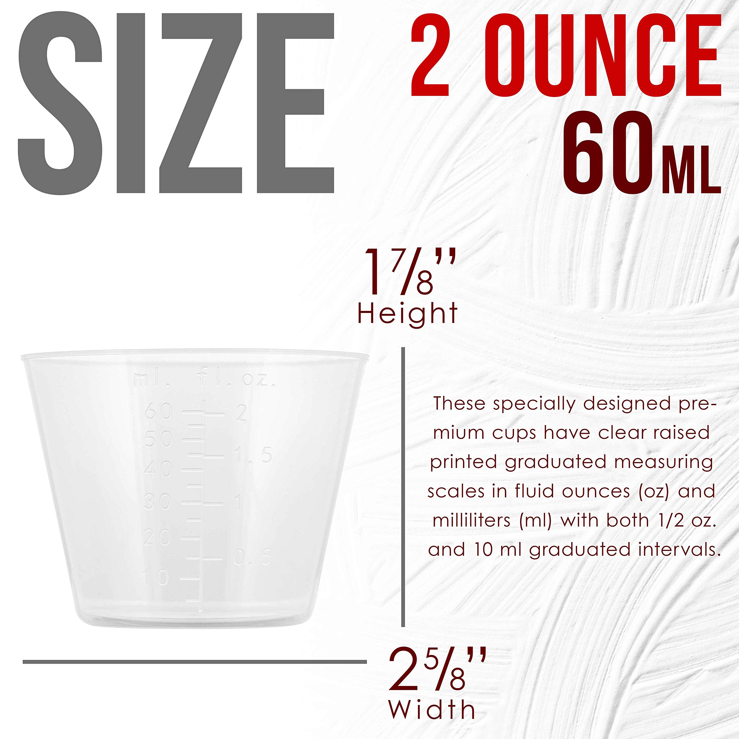 2 Ounce (60ml) Graduated Plastic Measuring Cups with Mixing Sticks - 50 Clear Cups & 25 Sticks for Acrylic Paint, Resin, Epoxy, Art Projects, Cooking, Baking, Medicine, Lab Use - Precise OZ & ML Measurements - Perfect for DIY Crafts, Home Kitchen, and Scientific Experiments