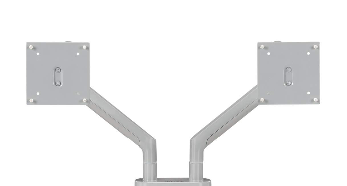 Uplift Desk Zilker Dual Monitor Arm - Adjustable Ergonomic Stand for 13-32 Inch Screens, Gray - Perfect for Home Office & Gaming Setup