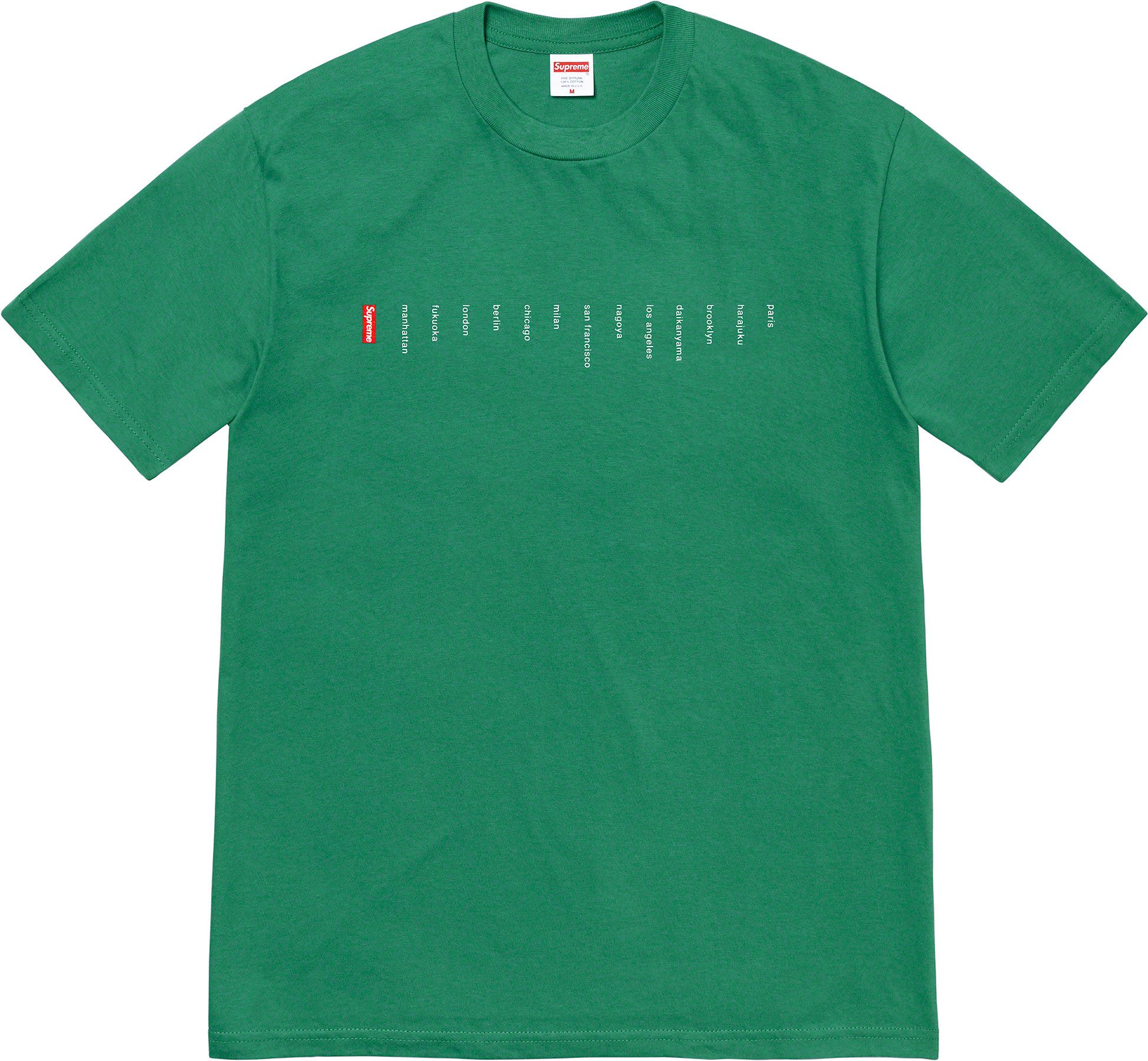 Supreme Location Graphic T-Shirt - Green Cotton Streetwear Tee for Men | Casual Wear, Street Fashion & Urban Style