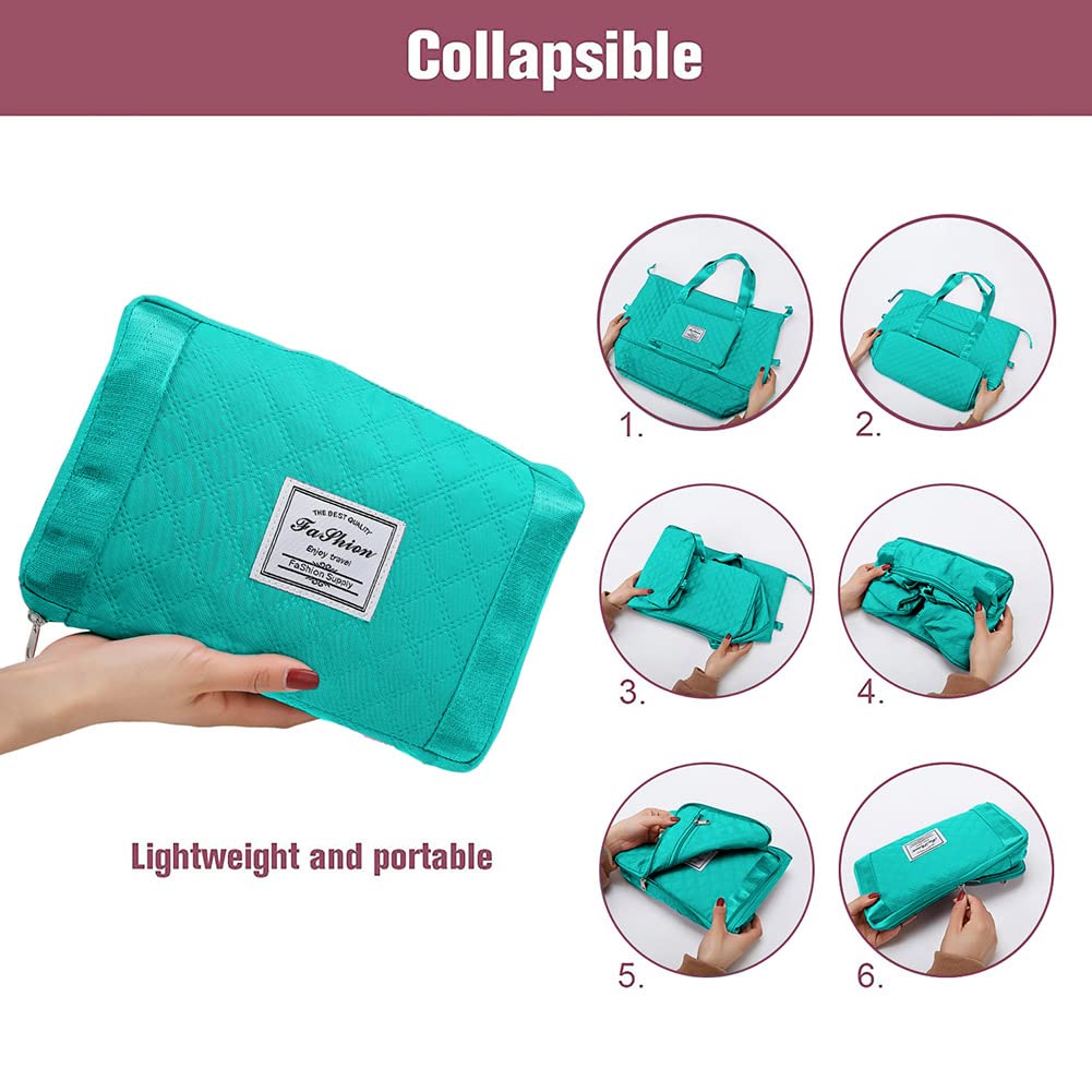 Large Capacity Foldable Travel Duffel Bag - Lightweight Waterproof Carry-On Luggage for Gym, Sports & Weekend Trips - Peacock Blue | Perfect for Air Travel, Camping & Overnight Stays
