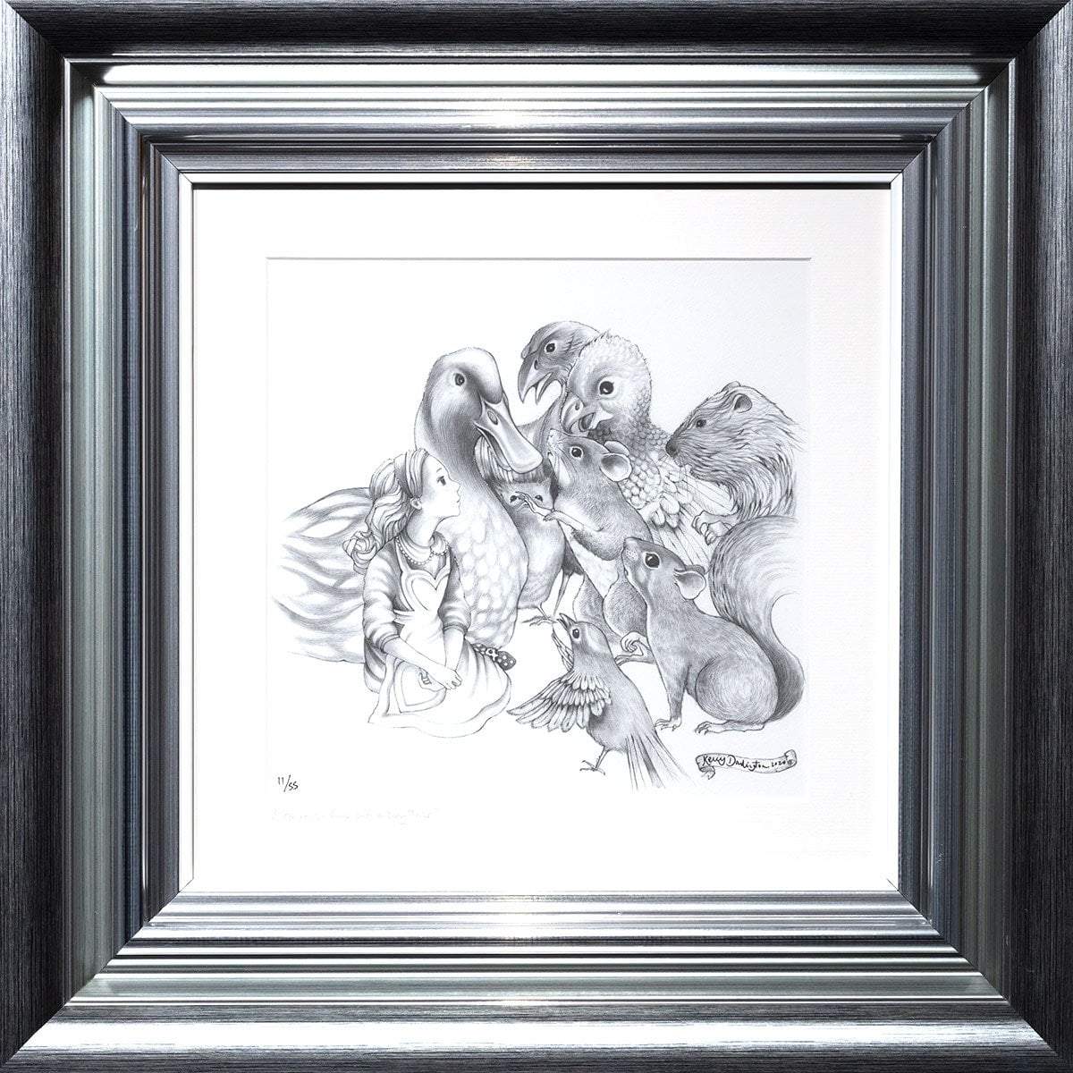 Alice Pencil Sketch Boutique Edition - Set of 4 Unique Art Prints | Vintage Home Decor, Office Wall Art, Gift for Art Lovers