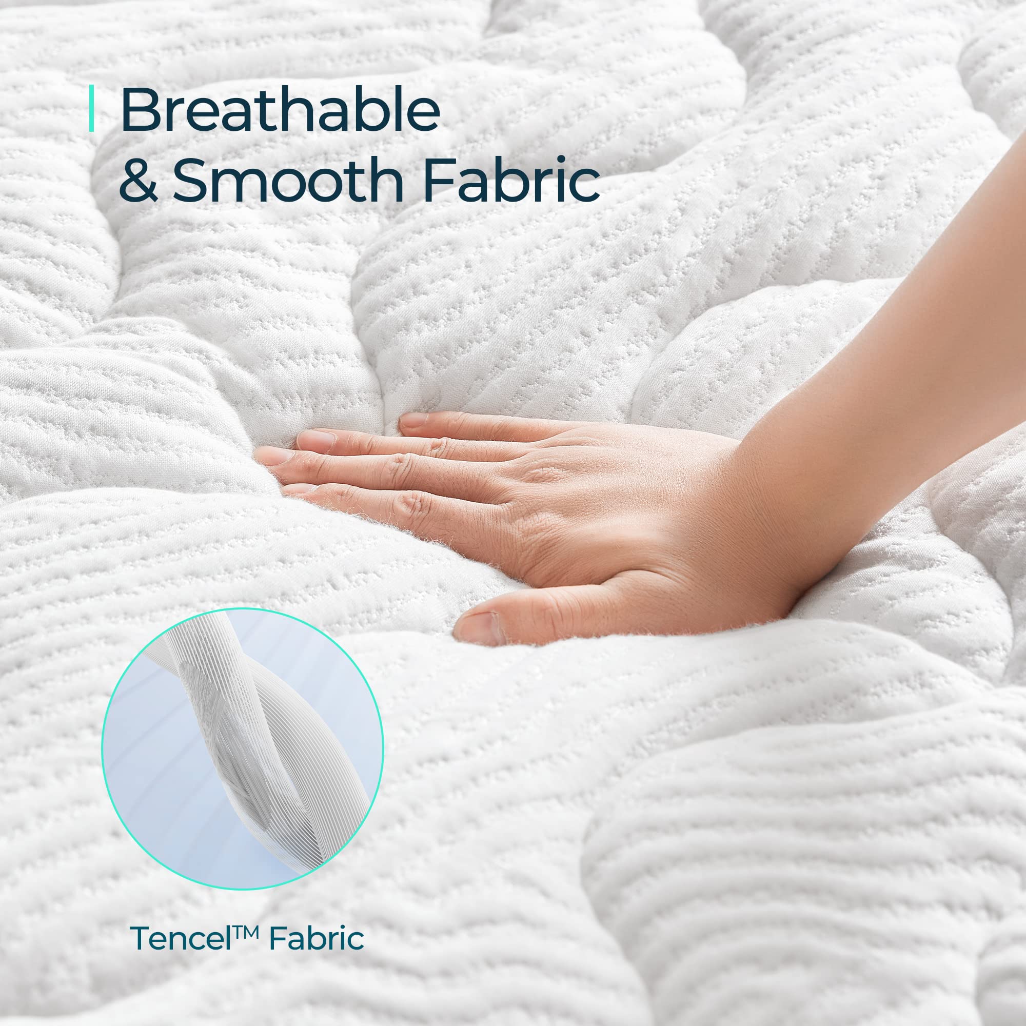 LINSY LIVING Full Size Waterproof Mattress Protector - Breathable Quilted Mattress Pad with Elastic Straps & Buttons, Tencel Cover & Spiral Fibers - Perfect for Bedrooms, Guest Rooms & Dorm Rooms - White