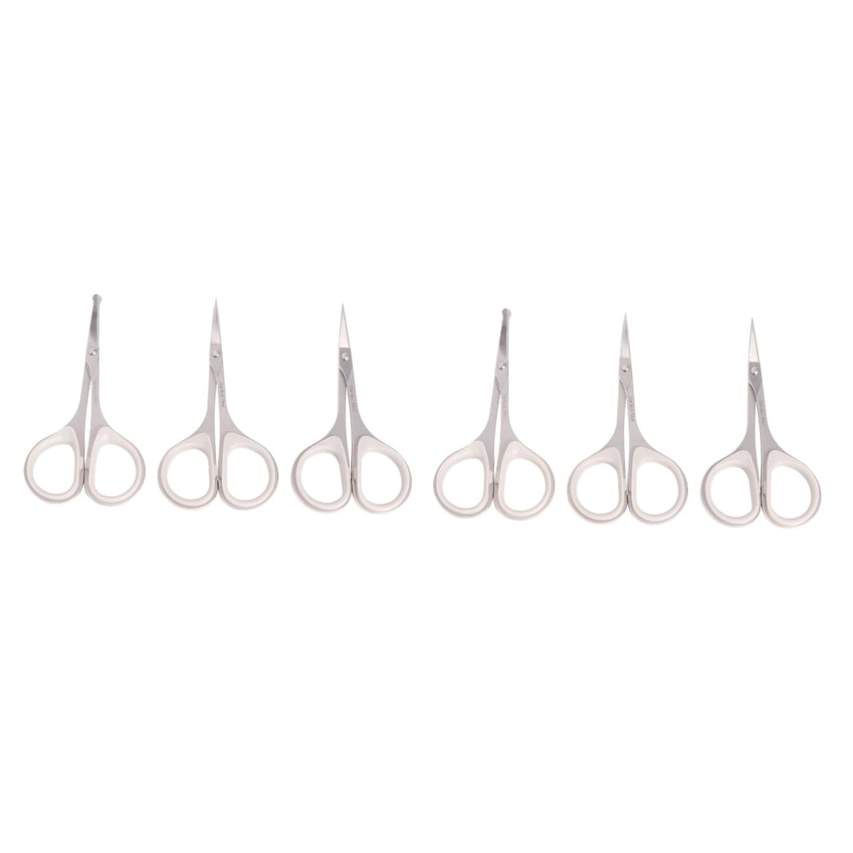 NOLITOY 2-Pack Precision Nose & Ear Hair Scissors Set - Stainless Steel Facial, Eyebrow & Vibrissa Trimmer with Round & Pointed Tips for Grooming & Personal Care (3pcs x 2)