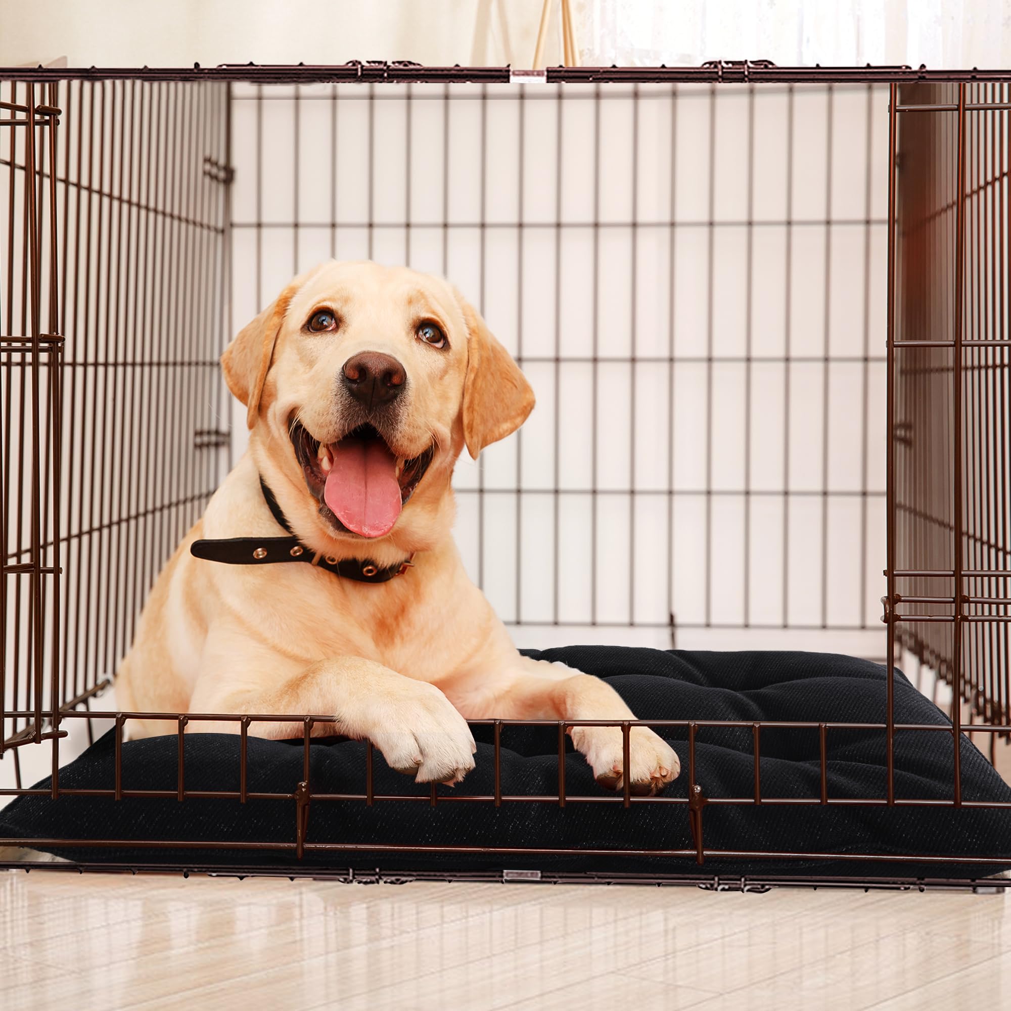 **MABOZOO Chew Proof Indestructible Dog Bed for Aggressive Chewers - Durable XL Dog Crate Pad (28x41 in) - Washable Tough Pet Mat for Kennel, Crate & Home Use - Black**