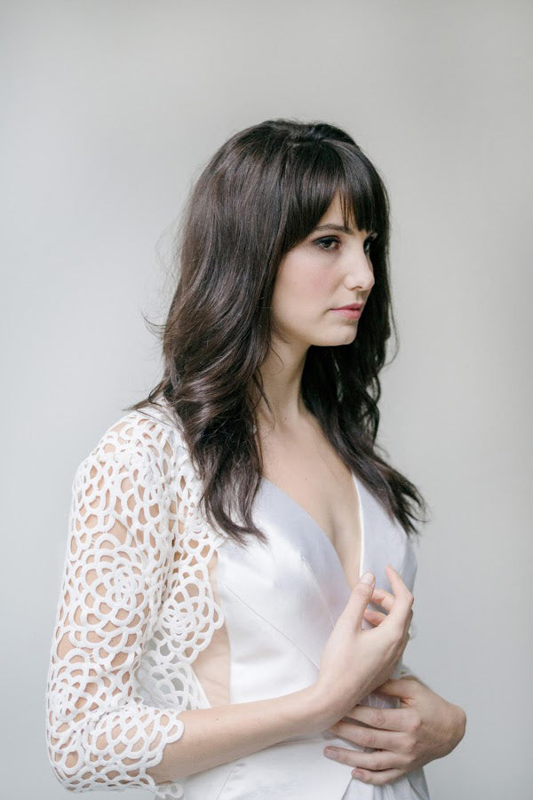 Ivory Lace Bolero Jacket Cover Up - Elegant Women's Shrug for Weddings, Parties & Evening Wear