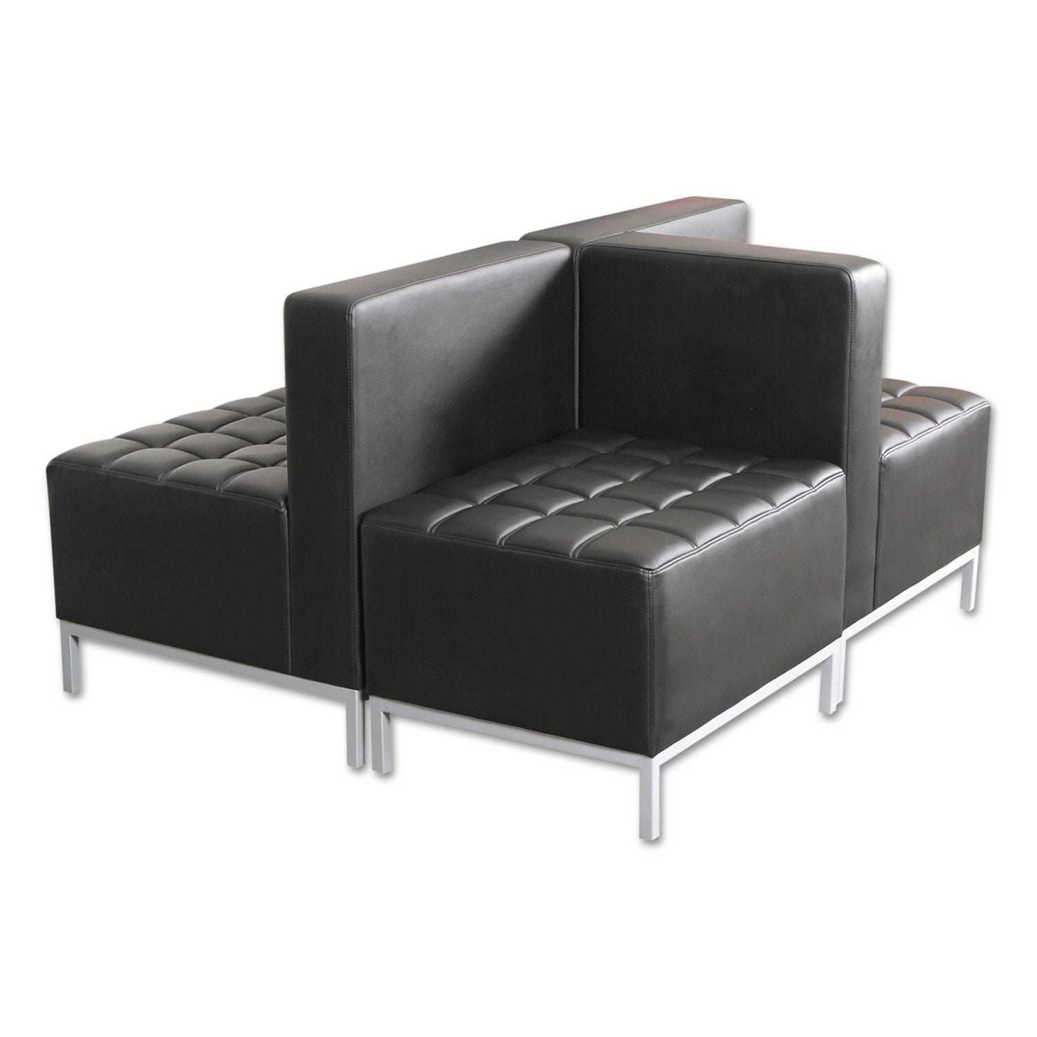 Alera QUB Series Ottoman - 26.38 x 21.5 x 17.5 Inches, Black Storage Footrest Stool for Living Room, Office & Bedroom