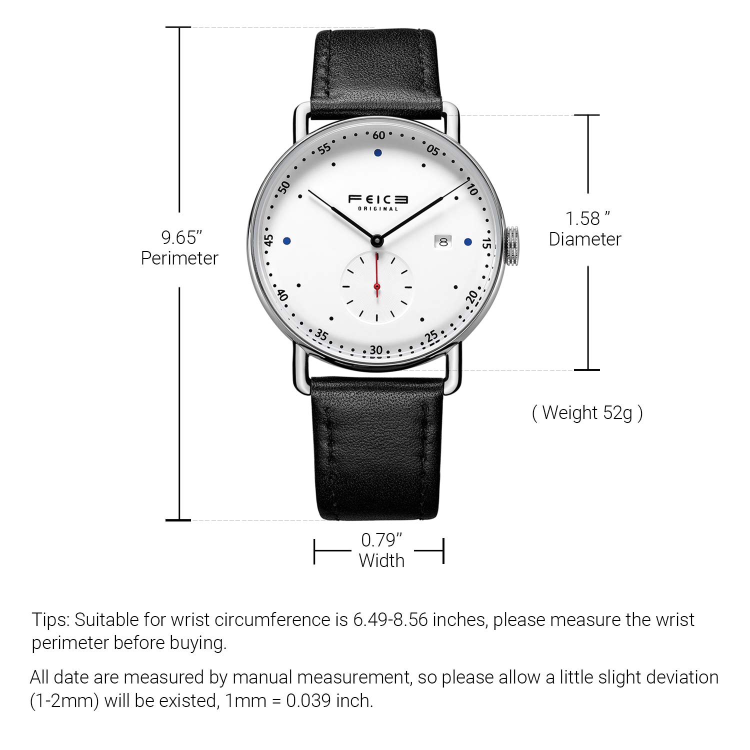 FEICE Men's Automatic Mechanical Watch - 5ATM Waterproof Stainless Steel Luxury Dress Watch for Business & Casual Wear (Model FF019) - Perfect for Office, Formal Events & Everyday Style
