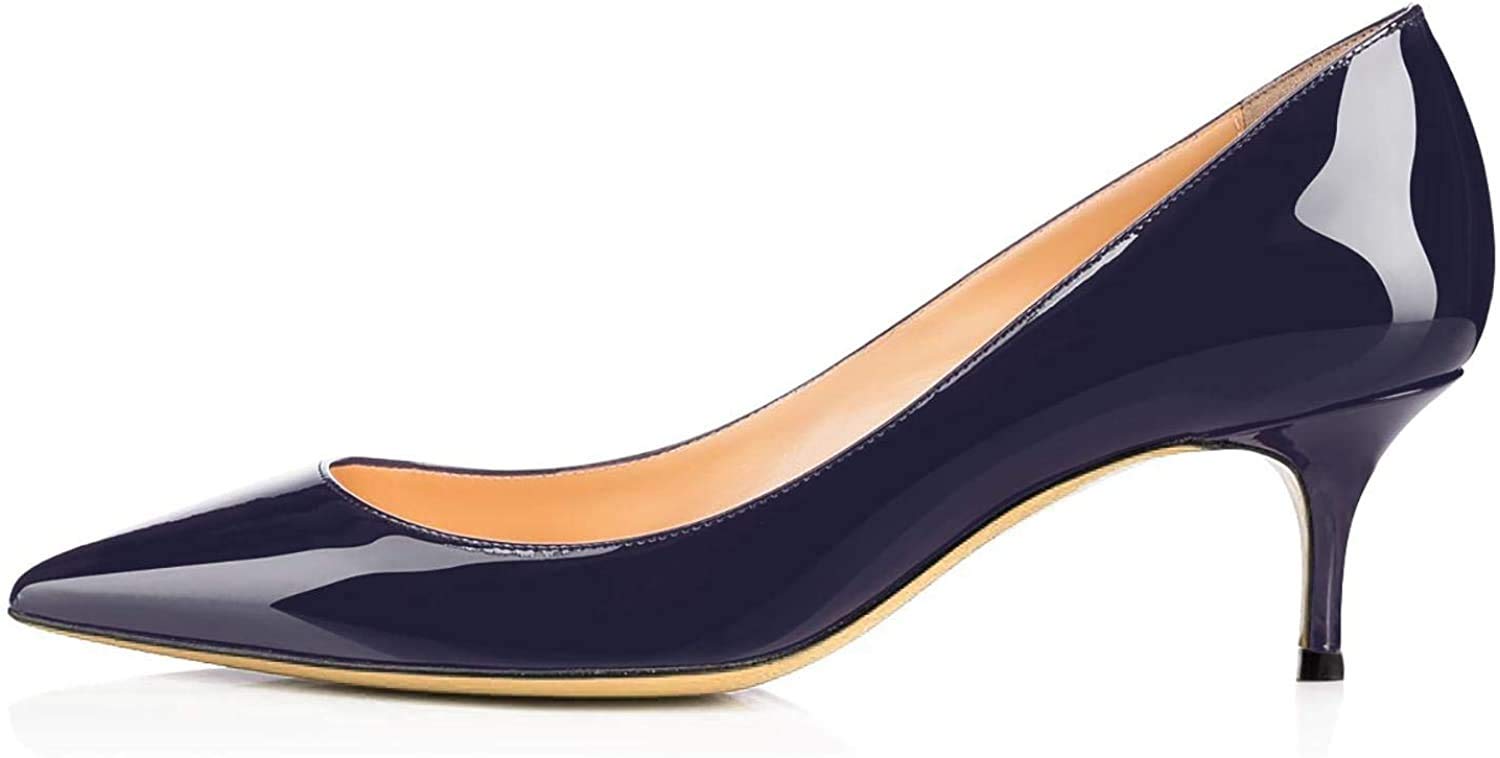 ATAX Women's Low Kitten Heel Pumps - Pointed Toe Slip-On Dress Shoes for Office, Wedding & Formal Occasions | Comfortable Mid Heel Fashion Shoes for Women | Perfect for Business Attire, Cocktail Parties & Special Events