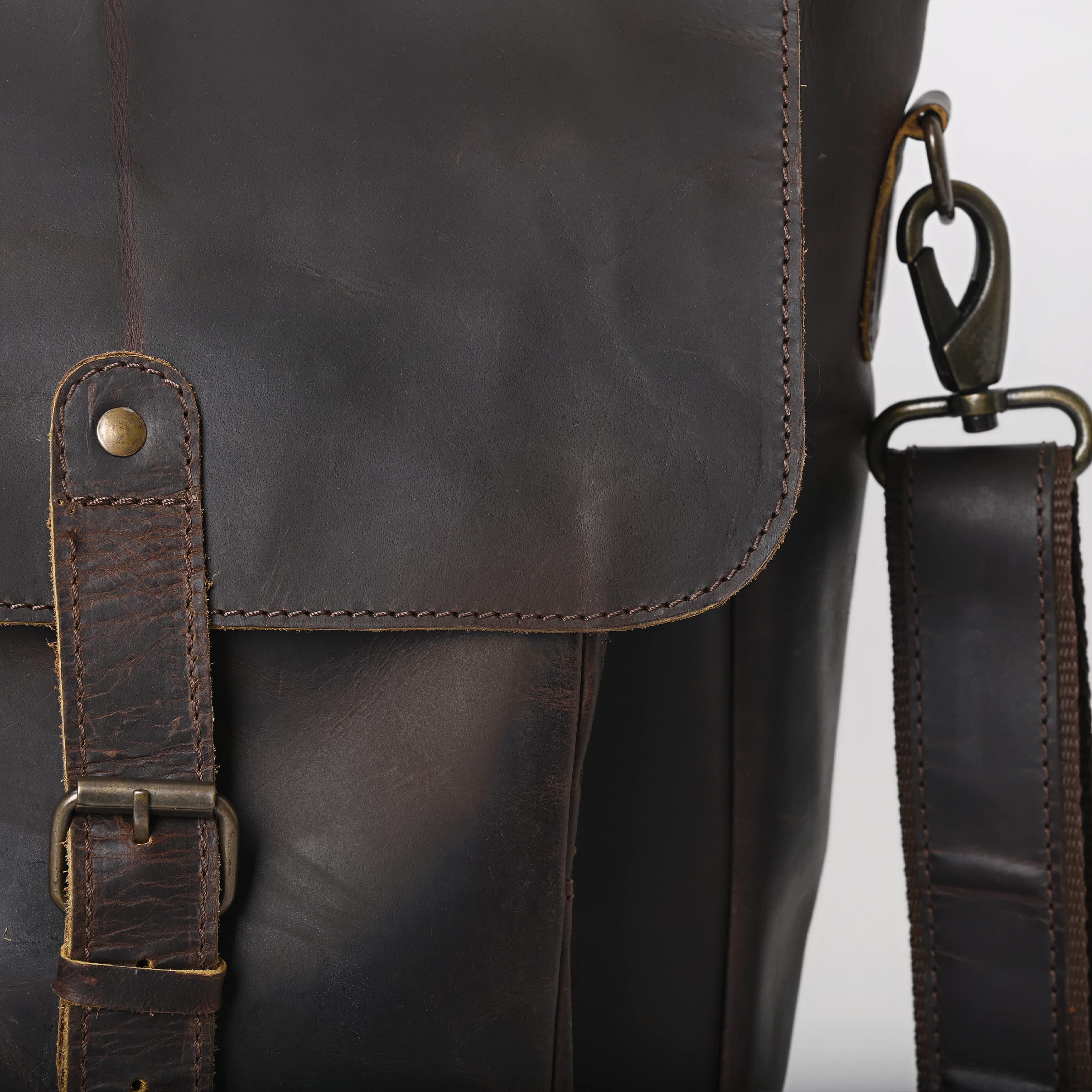 Premium Brown Hunter Leather Laptop Messenger Bag for Men & Women - Durable Business Briefcase for Work, Travel & College (15.6 Inch)