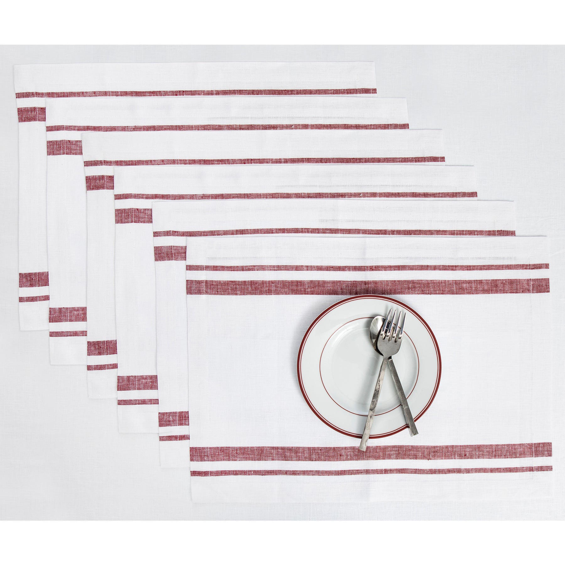 French Striped Placemats Set of 6 - Elegant Cotton Table Mats for Dining Room Decor - Perfect for Dinner Parties, Kitchen Tables & Home Decor
