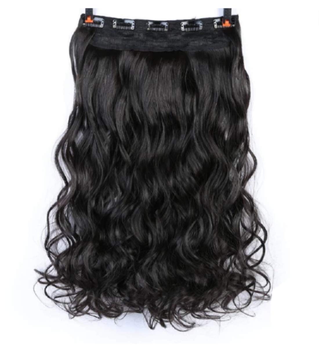 Supermarche 5 Clip-in Curly Hair Extensions for Women & Girls - 22 Inch 150g Black Human Hair Weft | Perfect for Parties, Weddings & Daily Styling