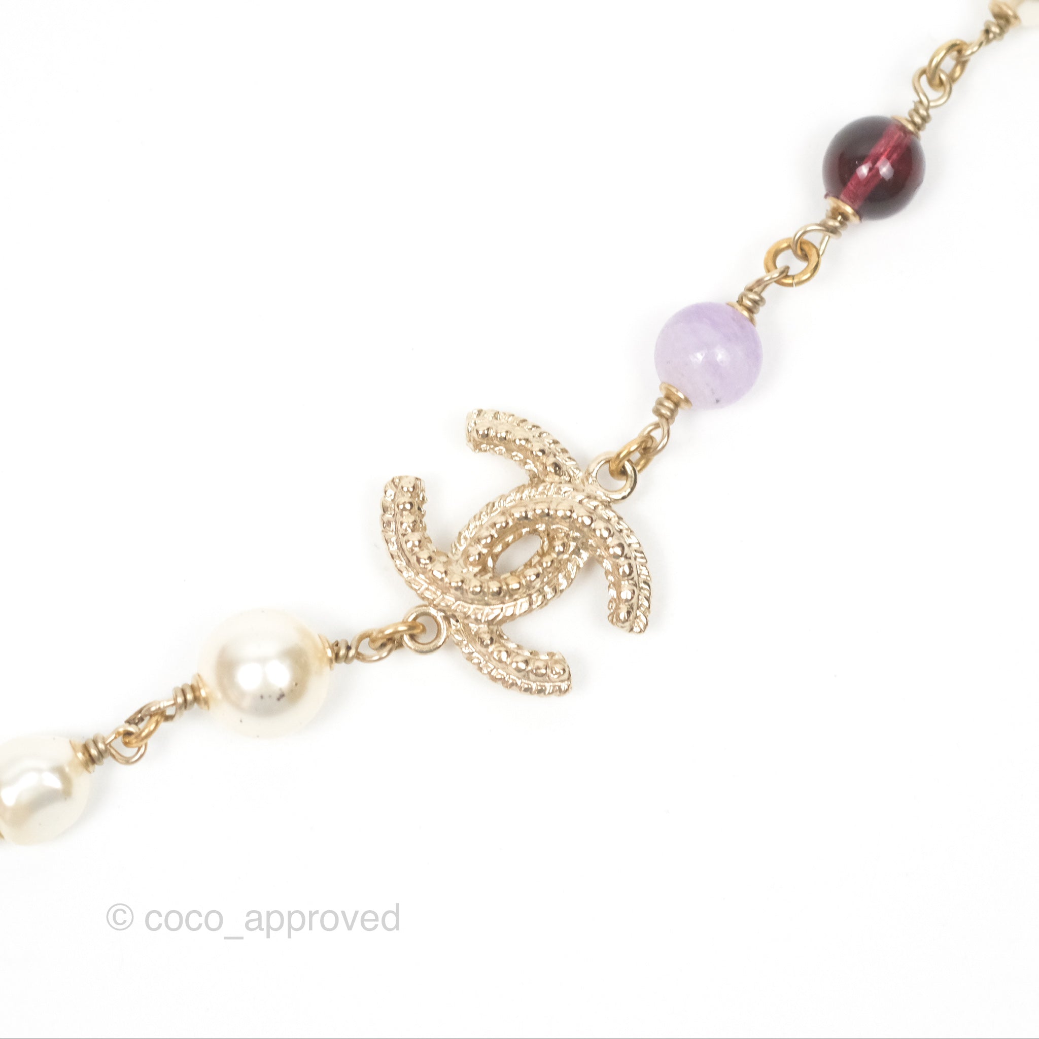Chanel CC Pearl Gemstone Long Necklace in Gold Tone - 17A Collection | Elegant Jewelry for Women, Perfect for Parties, Weddings & Special Occasions